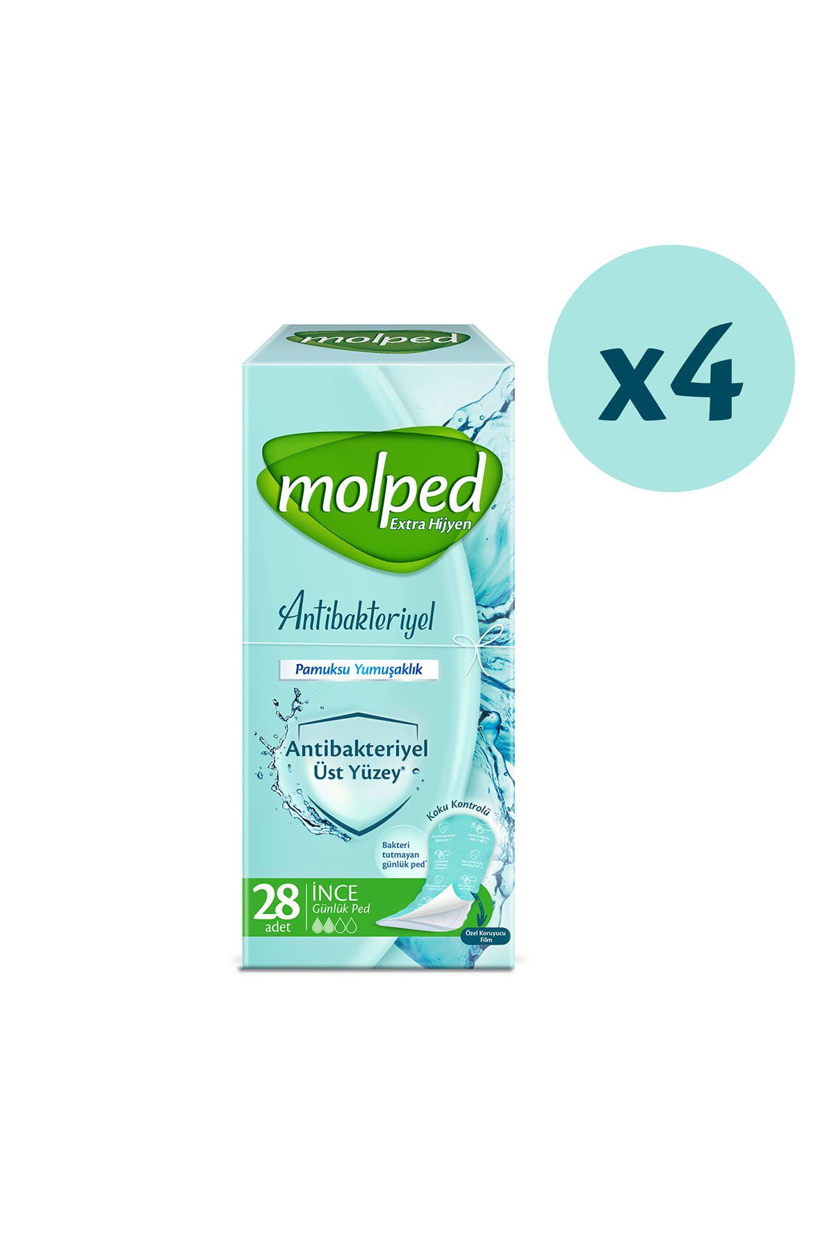 Molped Antibakteriyel Hijyen Günlük Ped 28'li x4 adet