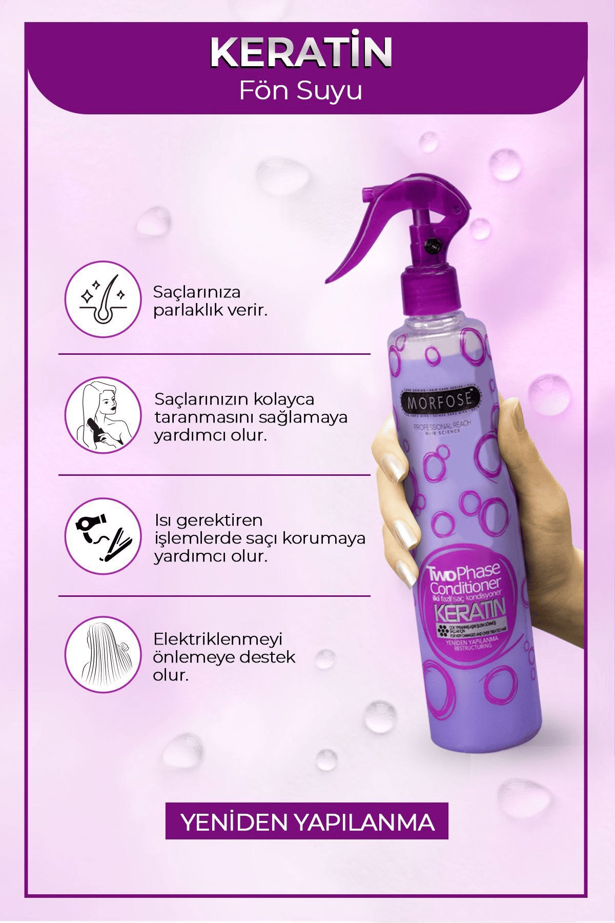 Morfose  Keratin Içerikli Fön Suyu Mor 400 Ml