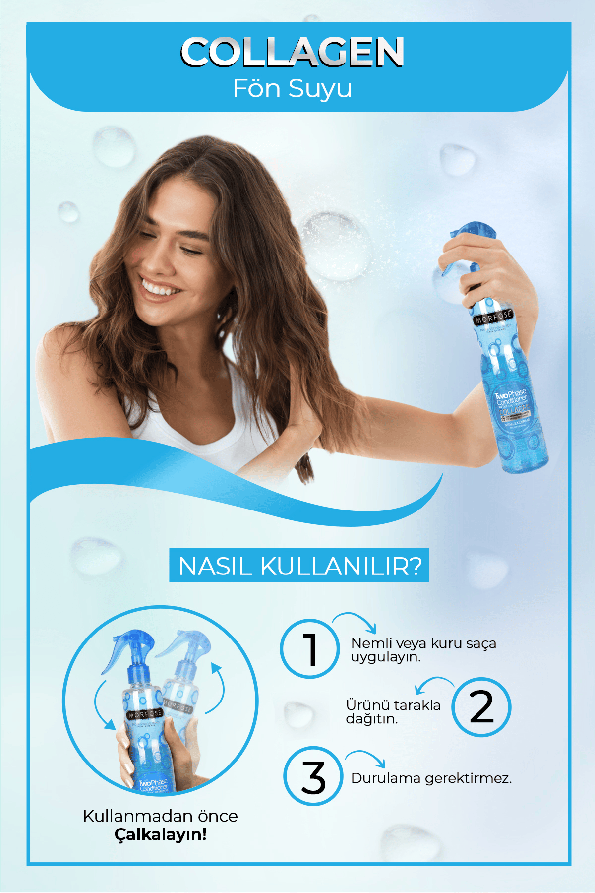 Morfose Kolajen Içerikli Iki Fazlı Fön Suyu 400 ml - Kuru Ve Kırılgan Saçlar