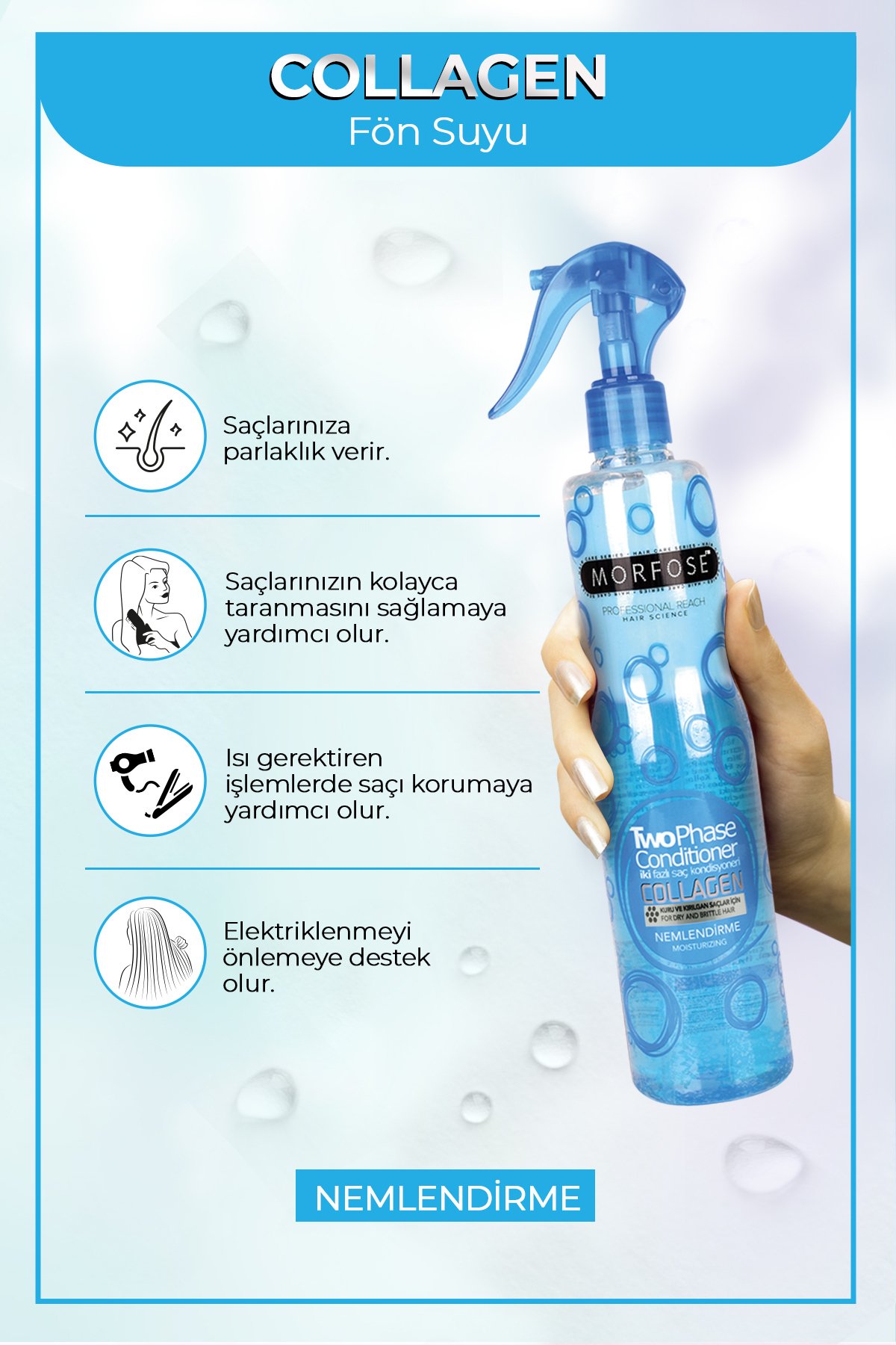Morfose Kolajen Içerikli Iki Fazlı Fön Suyu 400 ml - Kuru Ve Kırılgan Saçlar