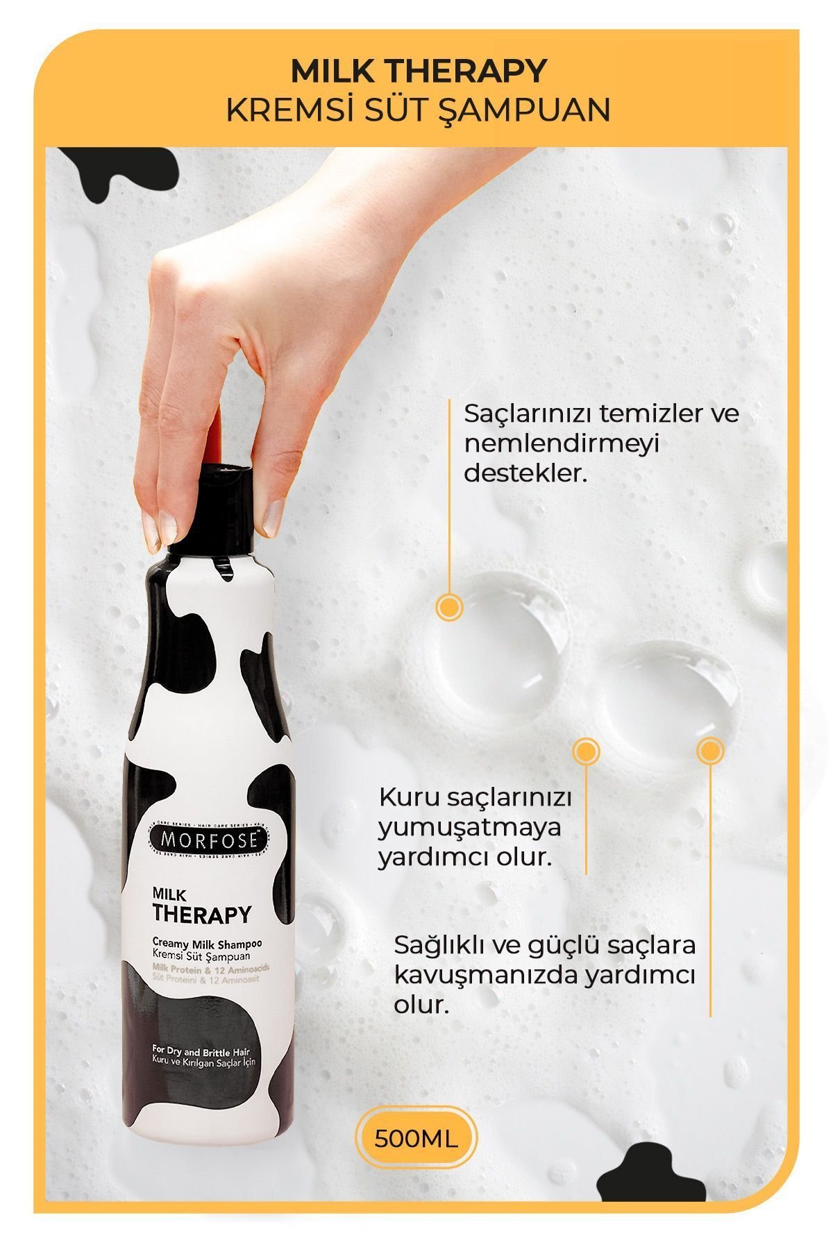 Morfose  Milk Therapy Şampuan 500 ml - Süt Proteinli, Onarıcı, Besleyici Etki