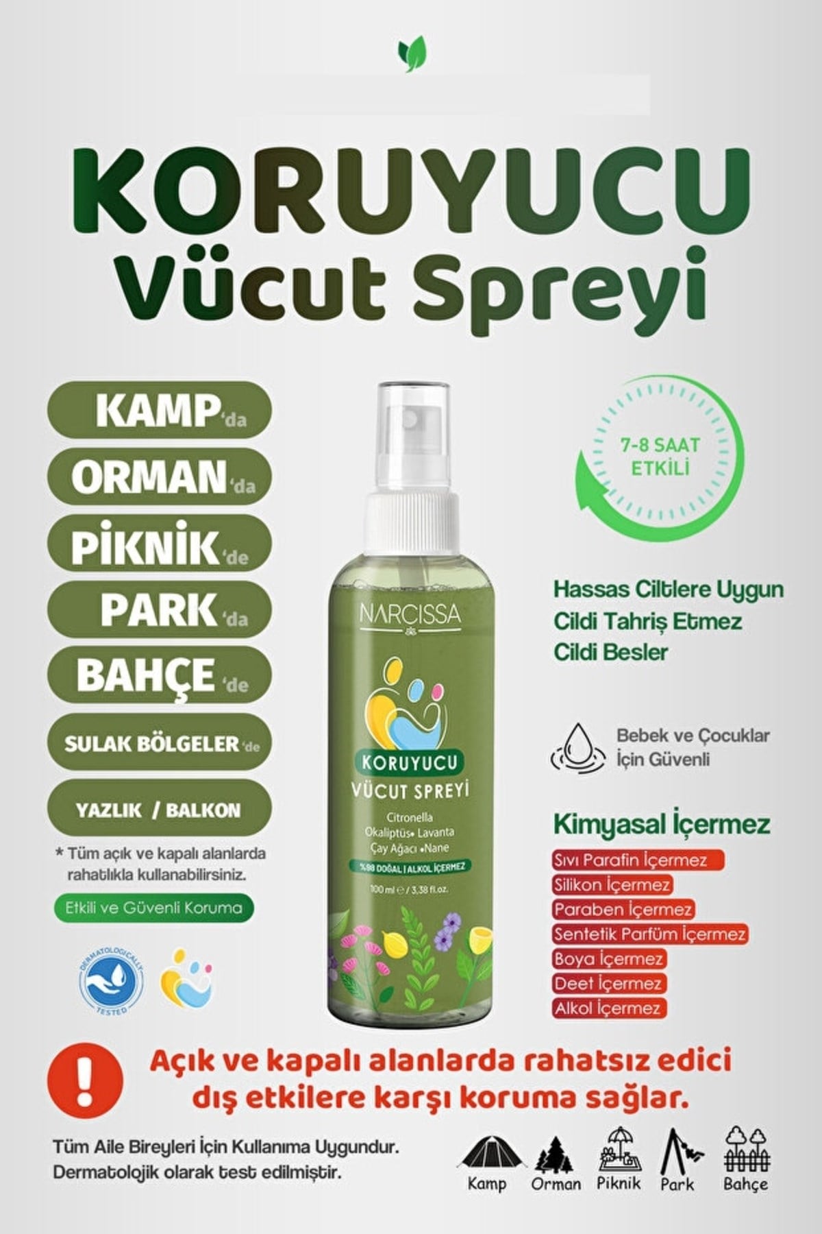 Narcissa Koruyucu Vücut Sprey, Dış Etkenlere Karşı Etkili Koruma