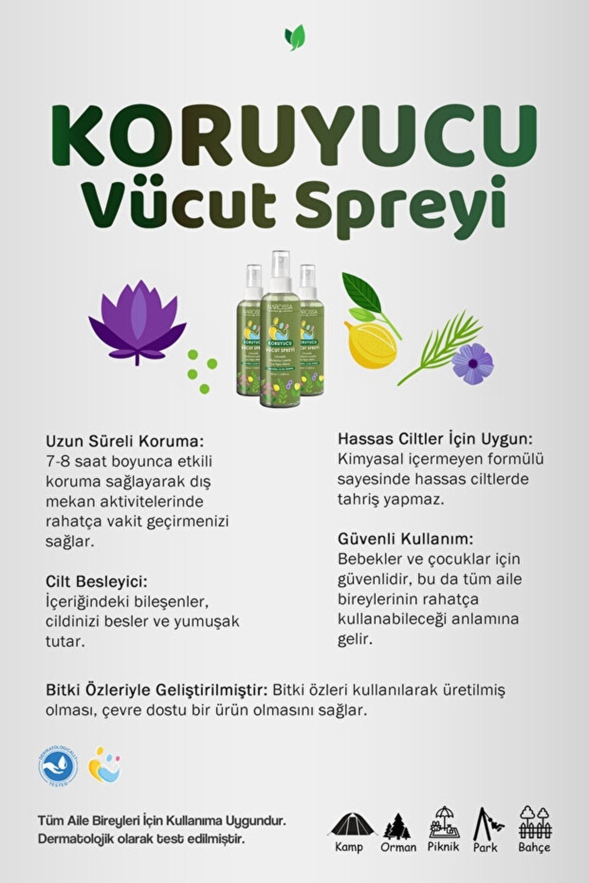 Narcissa Koruyucu Vücut Sprey, Dış Etkenlere Karşı Etkili Koruma