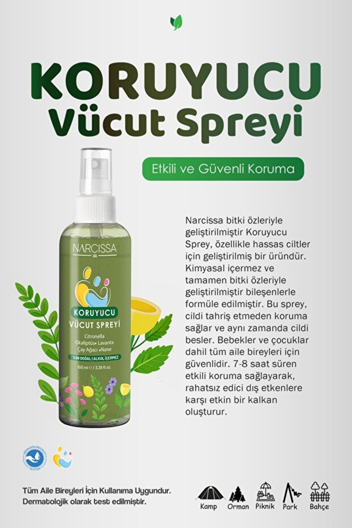 Narcissa Koruyucu Vücut Sprey, Dış Etkenlere Karşı Etkili Koruma
