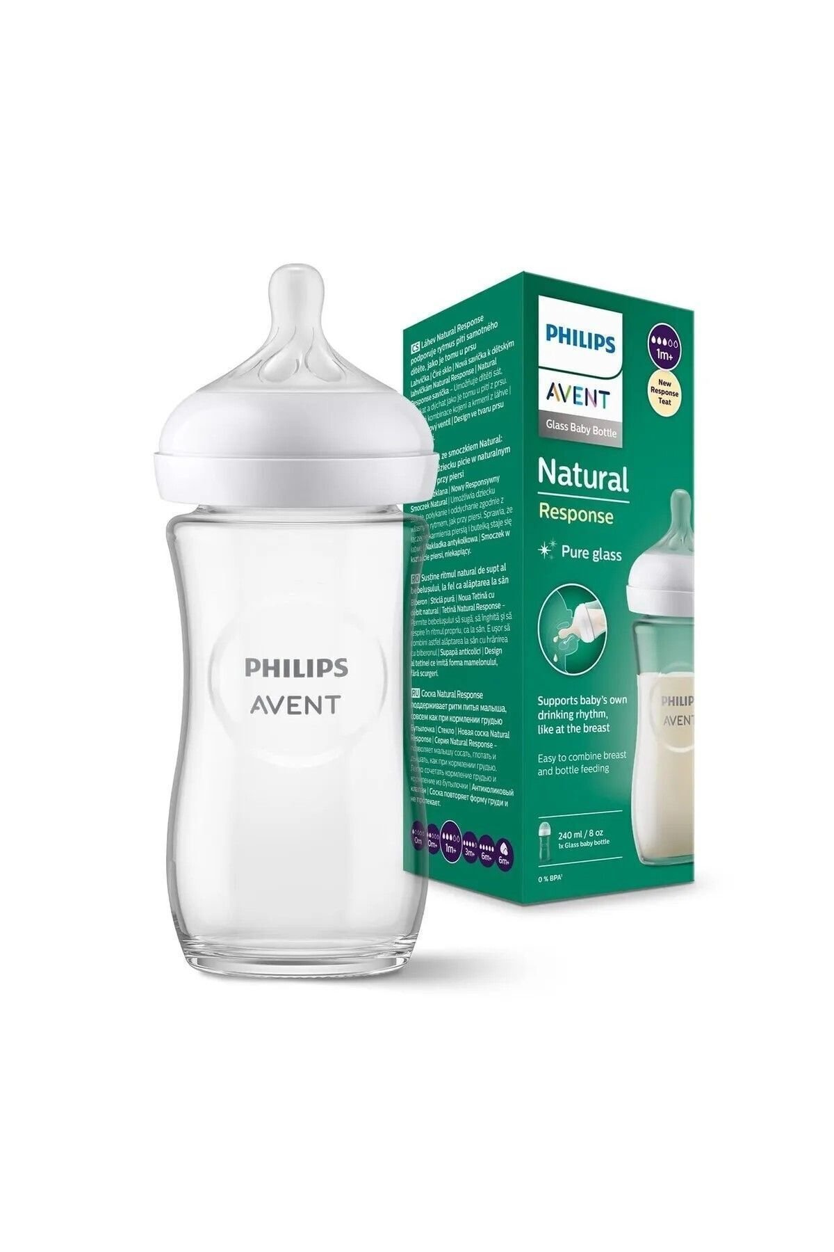 Natural Güvenli Cam Biberon 240ml 1 Ay 8710103876236