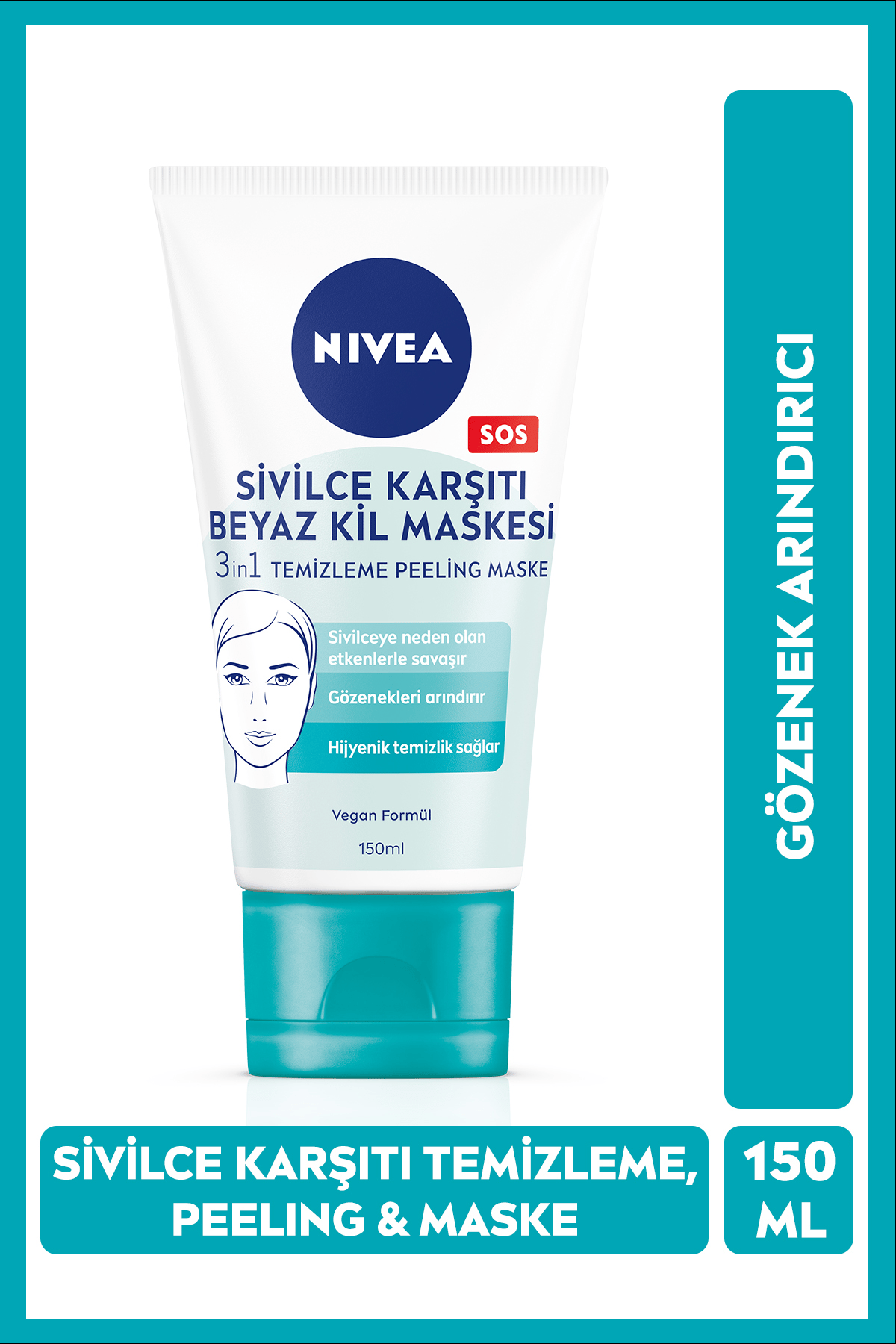 NIVEA 3in1 Sivilce Karşıtı Beyaz Kil Maskesi 150ml