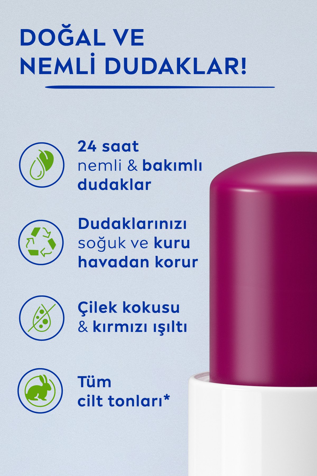 Nıvea Dudak Bakım Kremi Böğürtlen X3 Adet,doğal Yağlar Ile 24 Saat Nem