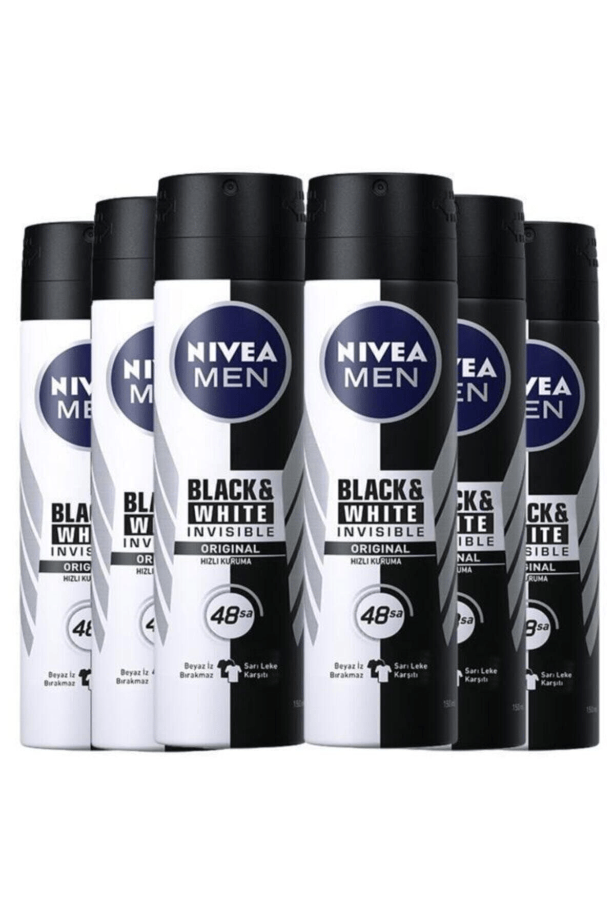 Nıvea Erkek Deodorant Invisible Black&white Power Sprey 150 ml x6 Adet