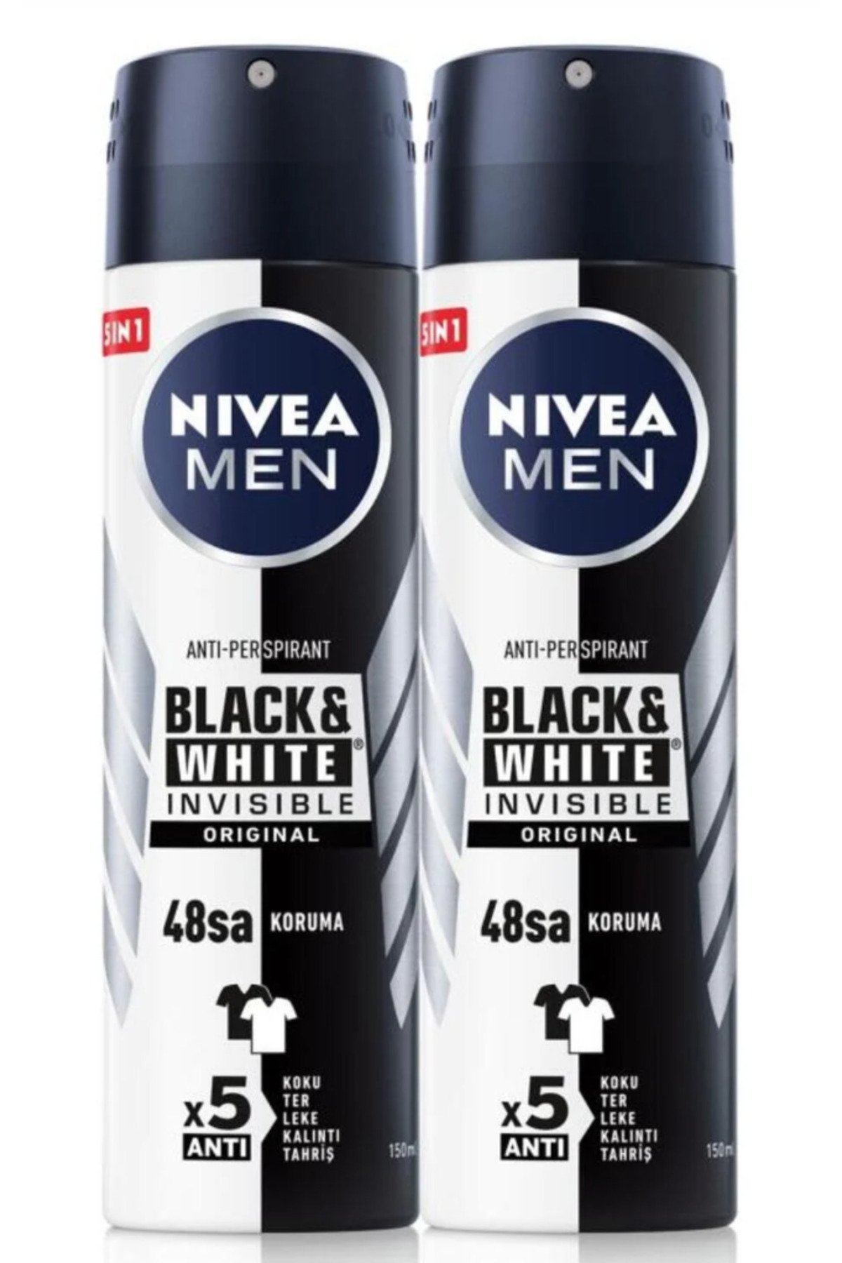 Nıvea Erkek Deodorant  Invisible Black&white Power Sprey 150 ml x2 Adet
