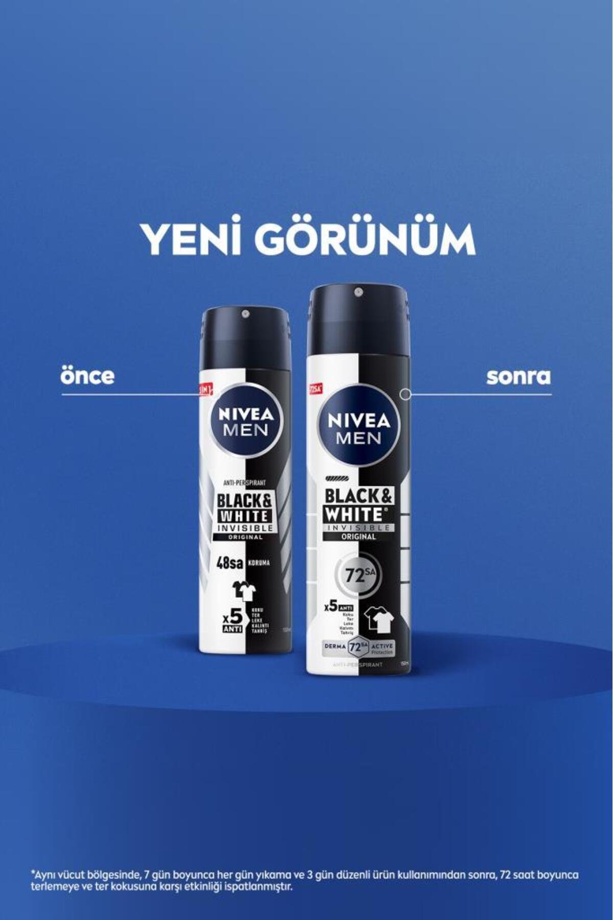 Nıvea Erkek Deodorant  Invisible Black&white Power Sprey 150 ml x5 Adet