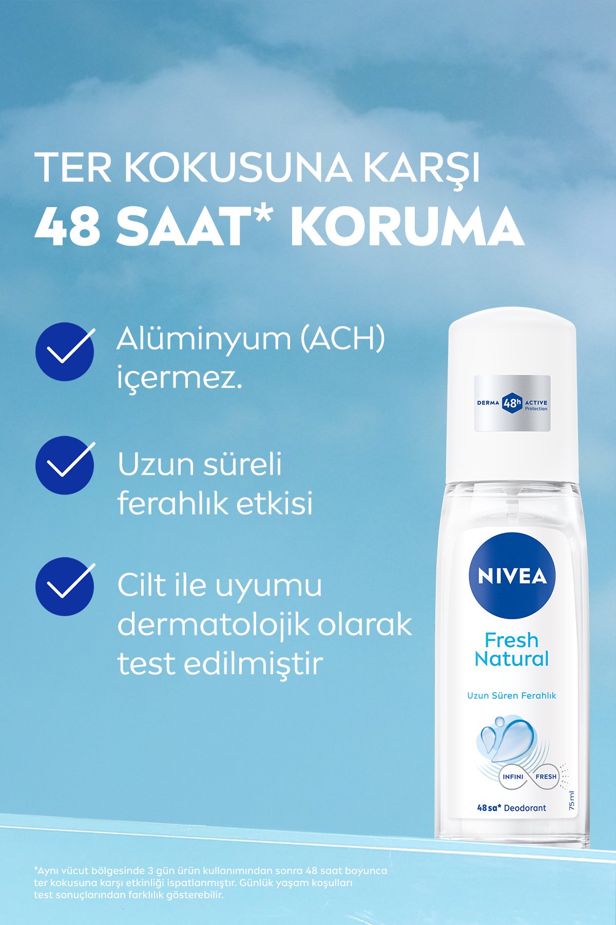 Nıvea Kadın Pump Sprey Deodorant 75ml, 48 Saat Ter Koruması, Uzun Süren Ferahlık, Okyanus Özleri Esansı