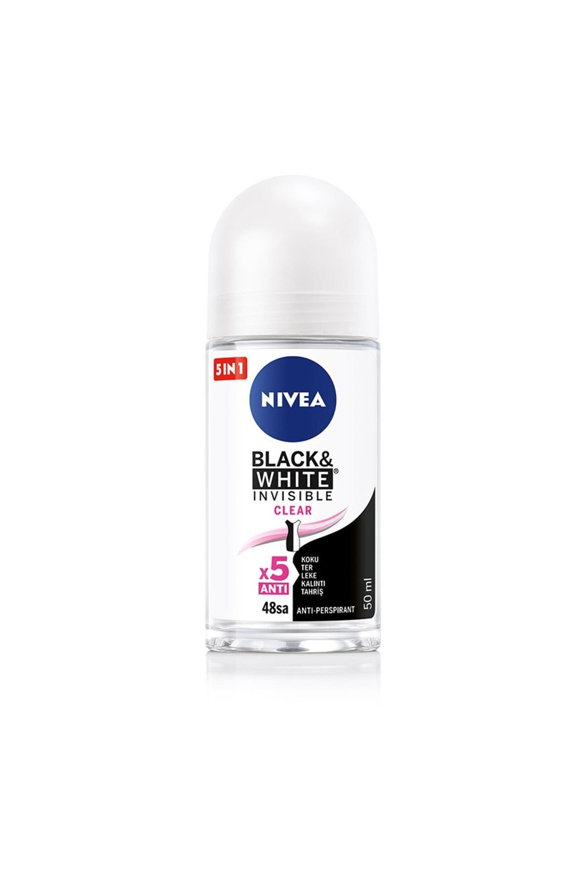 Nıvea Kadın Roll-on Deodorant Black&white Invisible Clear 50ml, 72 Saat Anti-perspirant Ter Koruması