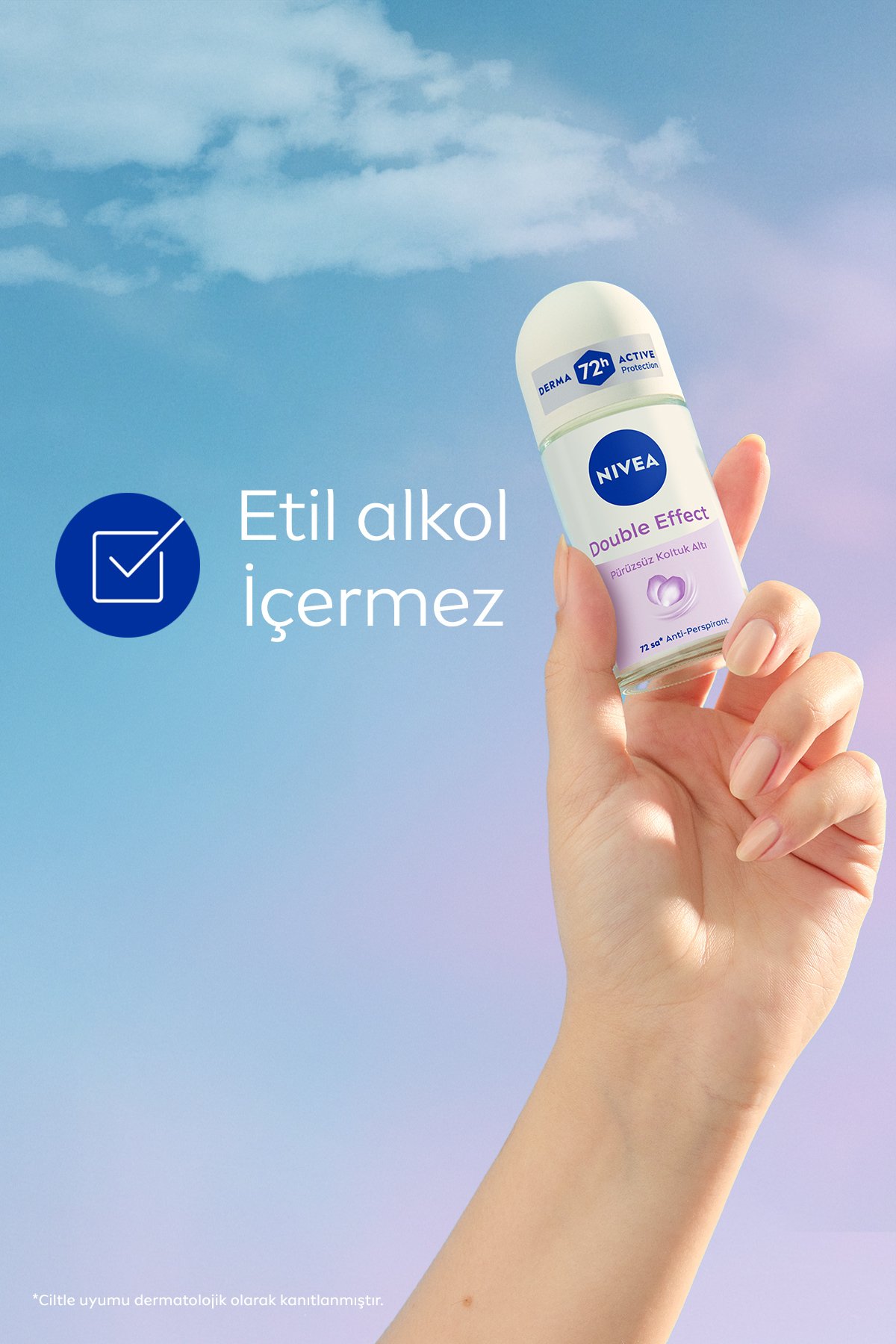 Nıvea Kadın Roll-on Deodorant Double Effect 50ml, Ter Kokusuna Karşı 48 Saat Koruma, Pürüzsüz Koltuk Altı