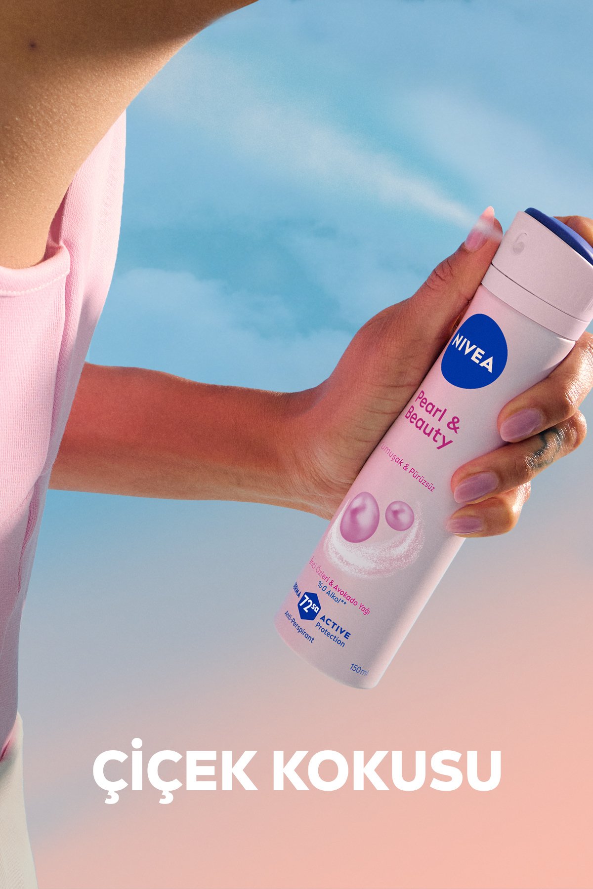 Nıvea Kadın Sprey Deodorant Pearl&Beauty 150ml, 48 Saat Anti-perspirant Koruma, X3 Adet