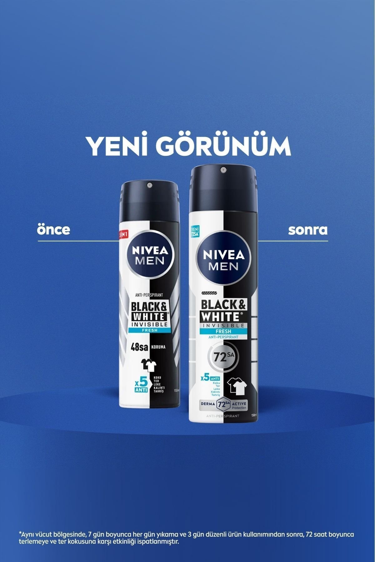 Nıvea Men Erkek Sprey Deodorant Black&white Invisible Fresh 150ml, 72 Saat Anti-perspirant Ter Koruması