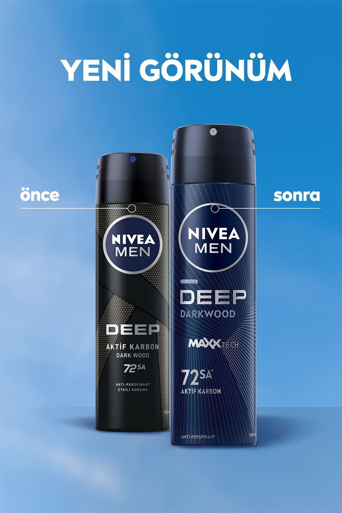 Nıvea MEN Erkek Sprey Deodorant Deep Dimension Aktif Karbon 150ml, 72 Saat Anti-perspirant Ter Koruması