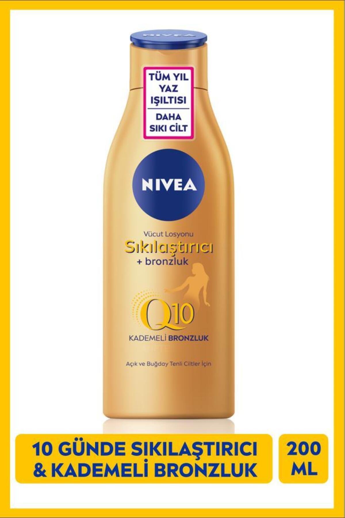 Nıvea Q10 Sıkılaştırıcı Ve Bronzlaştırıcı Vücut Losyonu 200ml, Kademeli Bronzluk, 10 Günde Sıkılaştırıcı
