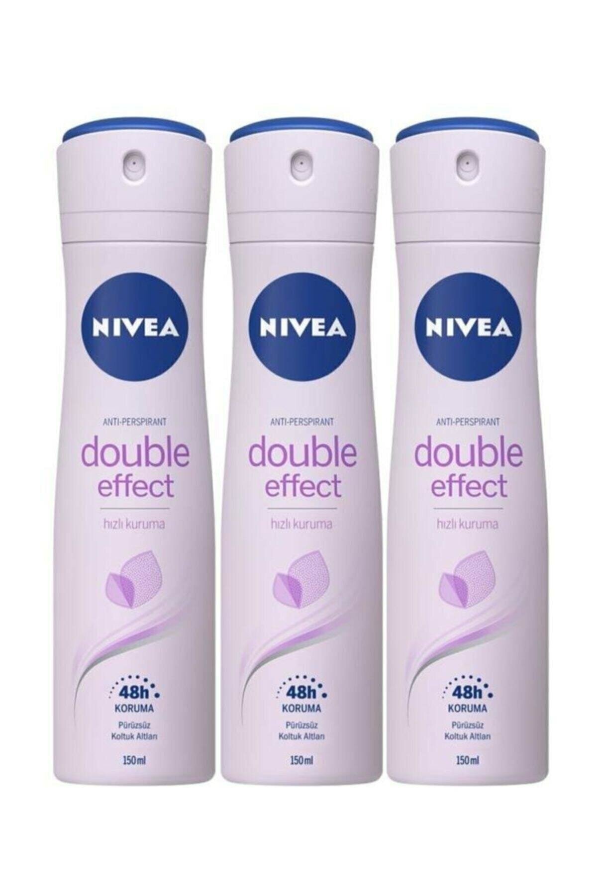 Nıvea Woman Double Effect Hızlı Kuruma 48h Koruma Pürüzsüz Koltuk Altları Kadın Deodorant X 3 Adet