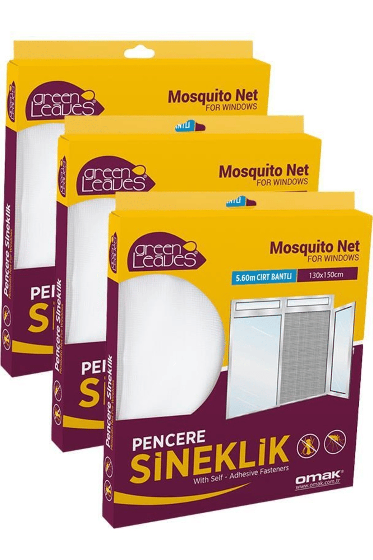 OMAK Pencere Sinekliği Tülü 130x150cm 3adet Sineklik Perde