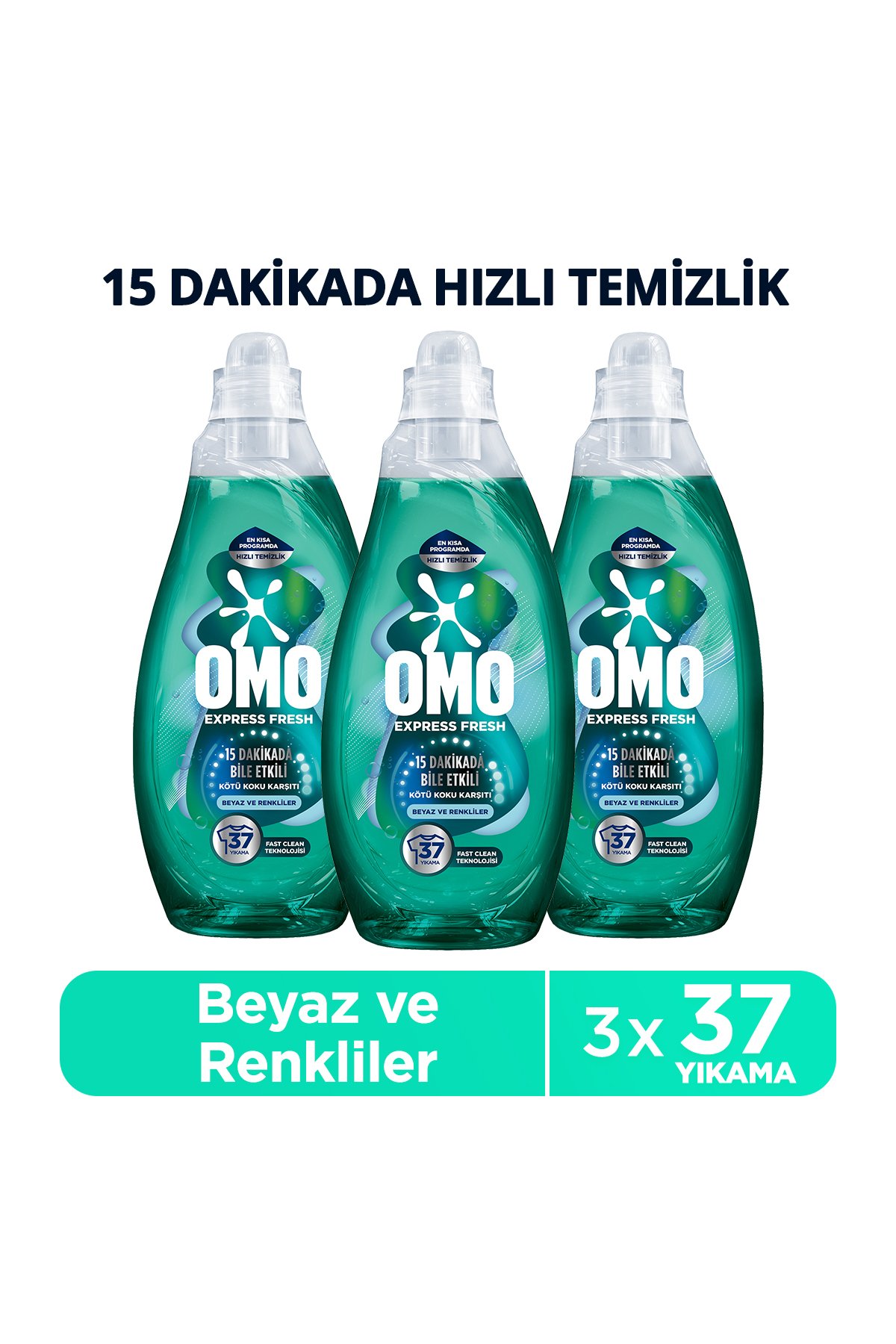 Omo Express Fresh Kötü Koku Karşıtı Beyaz Ve Renkliler Sıvı Çamaşır Deterjanı 1480 ml x3 Adet