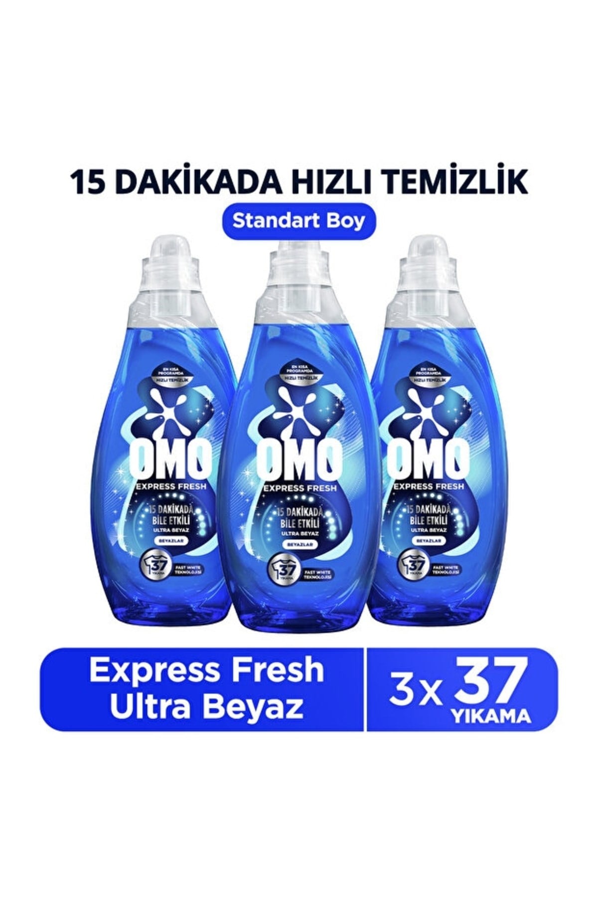 Omo Express Fresh Ultra Beyaz Sıvı Çamaşır Deterjanı 1480 ml x3