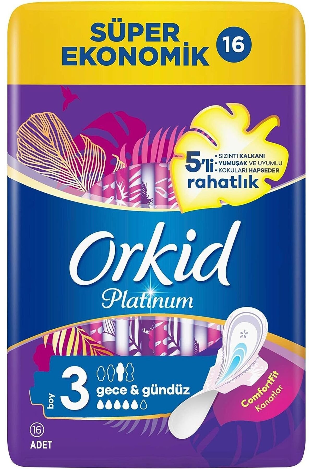 Orkid Platinum Süper Ekonomik Gece 16'lı  Hijyenik Ped
