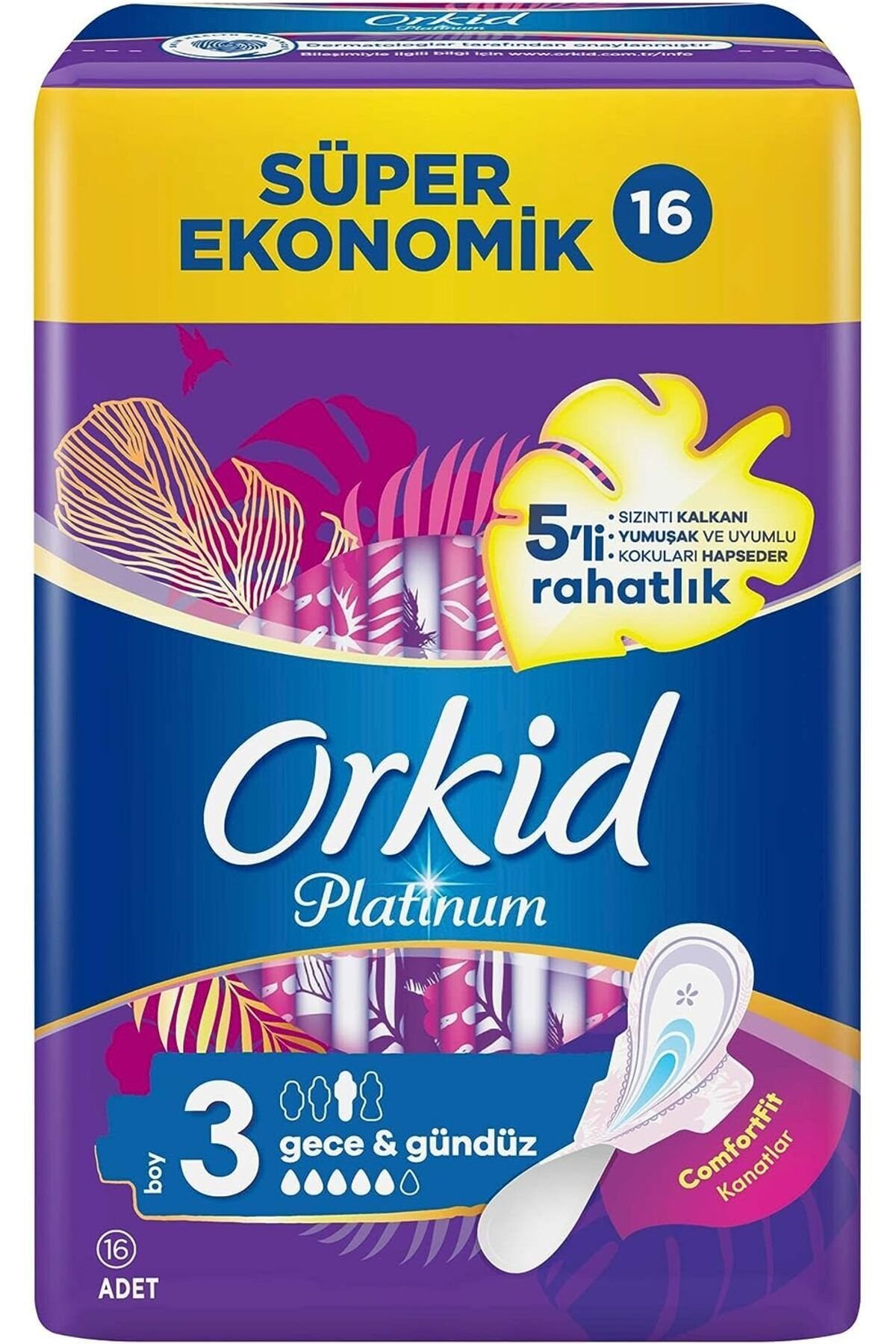Orkid Platinum Süper Ekonomik Gece 16'lı  Hijyenik Ped