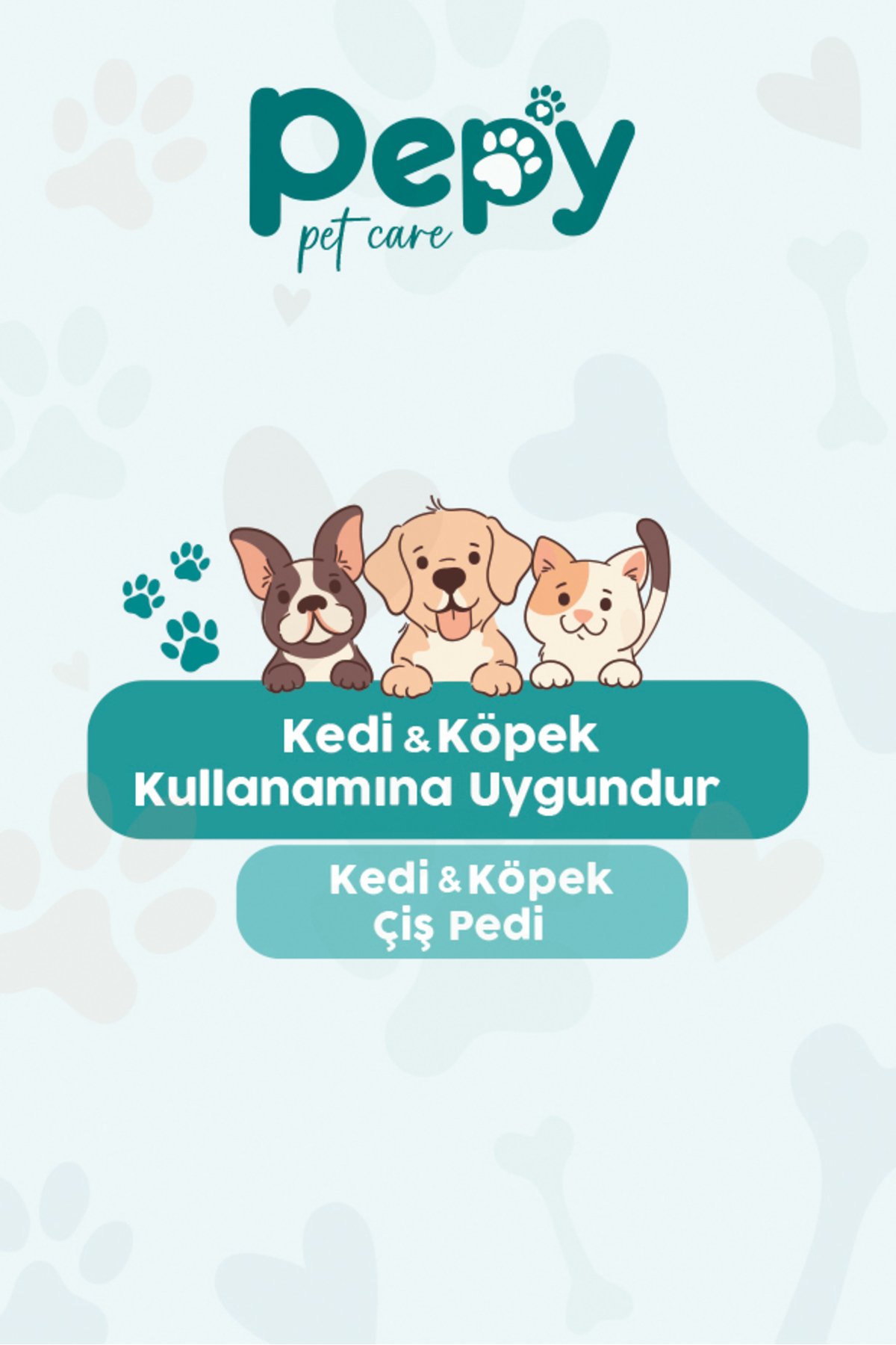 PEPY Hijyenik Yapışkanlı Tuvalet Eğitim Pedi 30'lu x2 Adet + Pepy  Evcil Hayvan Temizleme Mendili 50'li x2 Adet