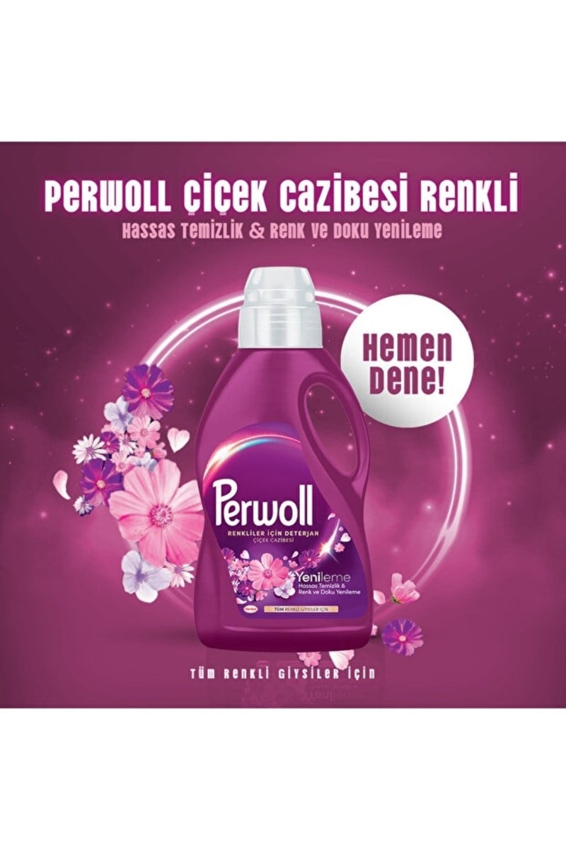 Perwoll Yenileme & Hassas Sıvı Çamaşır Deterjanı Çiçek Cazibesi 2.7L x3 Adet