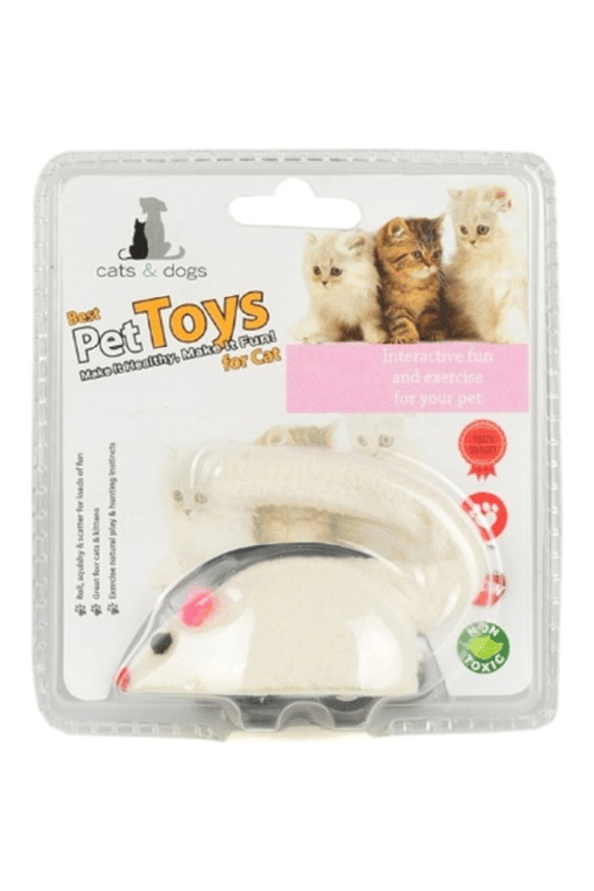 Pettoys Kurmalı Fare Peluş Kedi Oyuncağı Beyaz