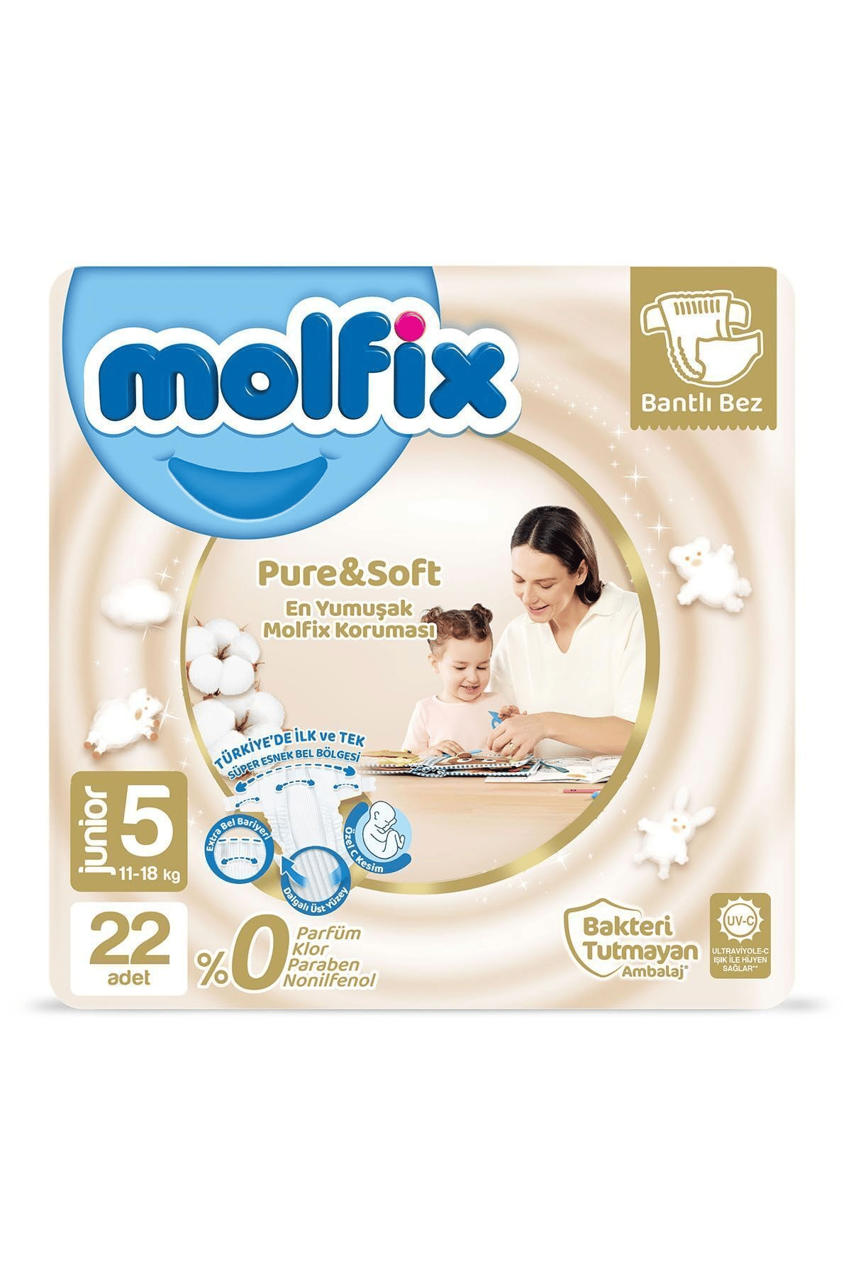 Pure& Soft Bebek Bezi 5 Beden Midi 22 Adet