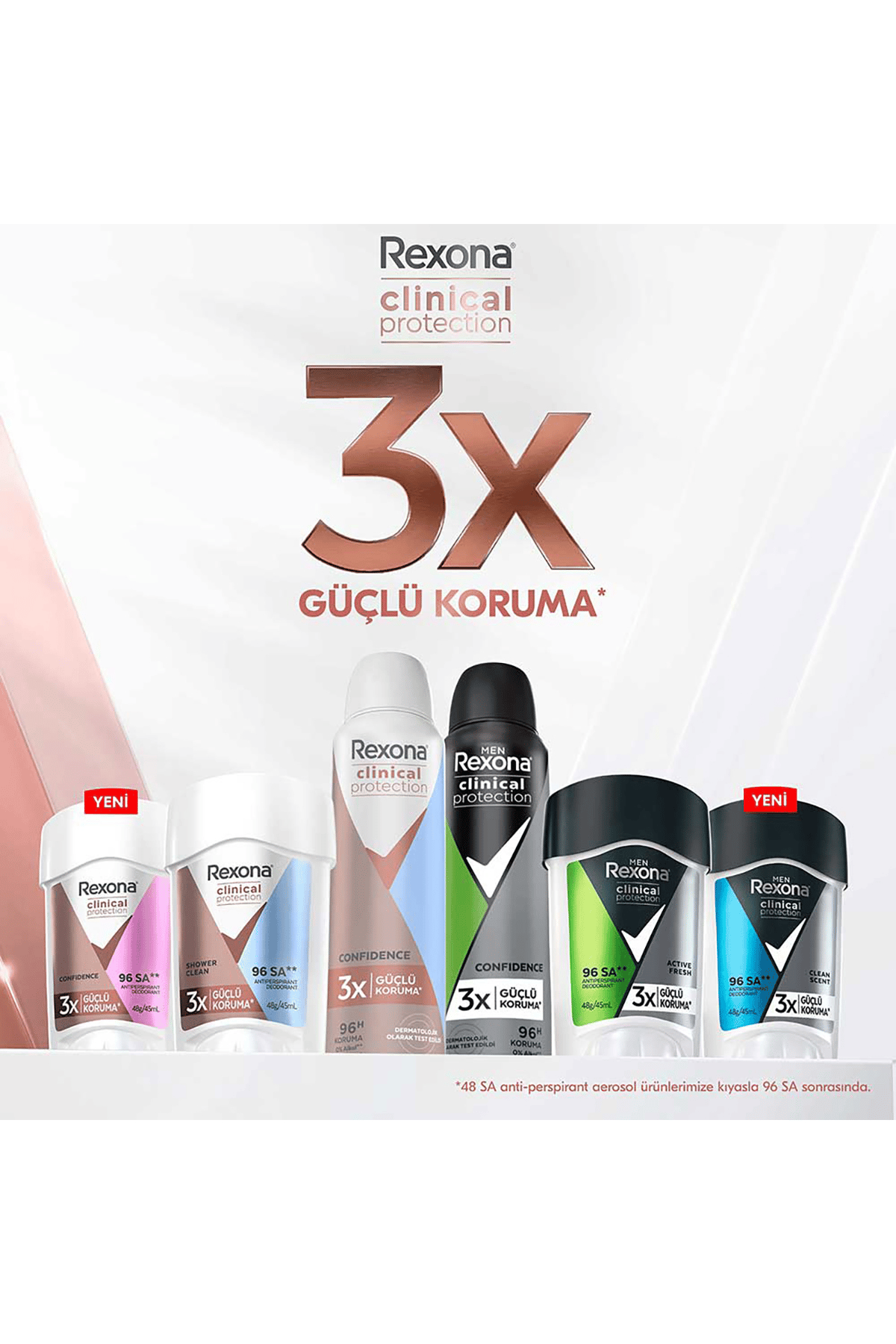 Rexona Clinical Protection Kadın Stick Deodorant Shower Clean 45 ml x2 Adet