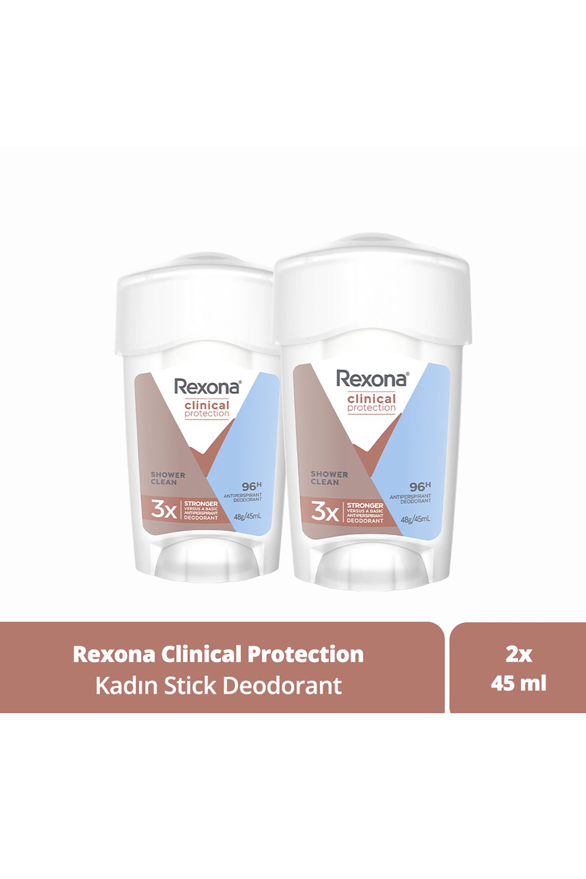 Rexona Clinical Protection Kadın Stick Deodorant Shower Clean 45 ml x2 Adet
