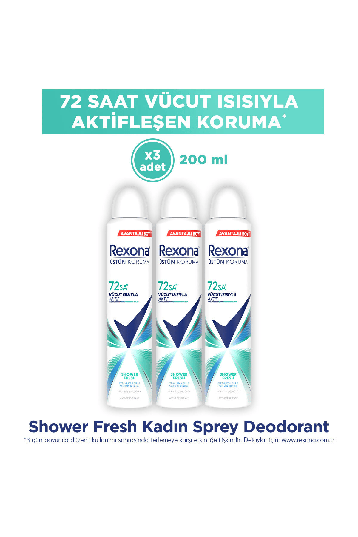 Rexona Kadın Deodorant Sprey Shower Fresh 200 ml X3