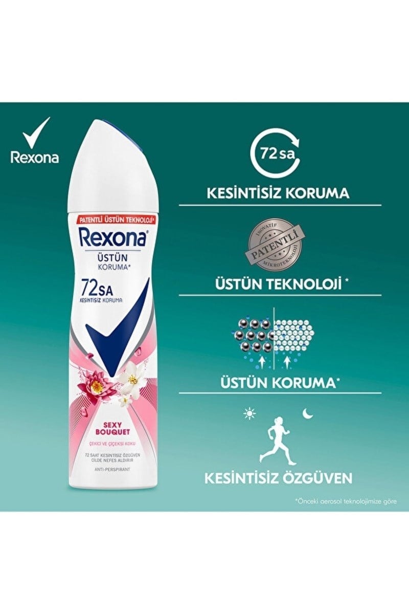 Rexona Kadın Sprey Deodorant Sexy Bouquet 72 Saat Kesintisiz Üstün Koruma 150 ml X2