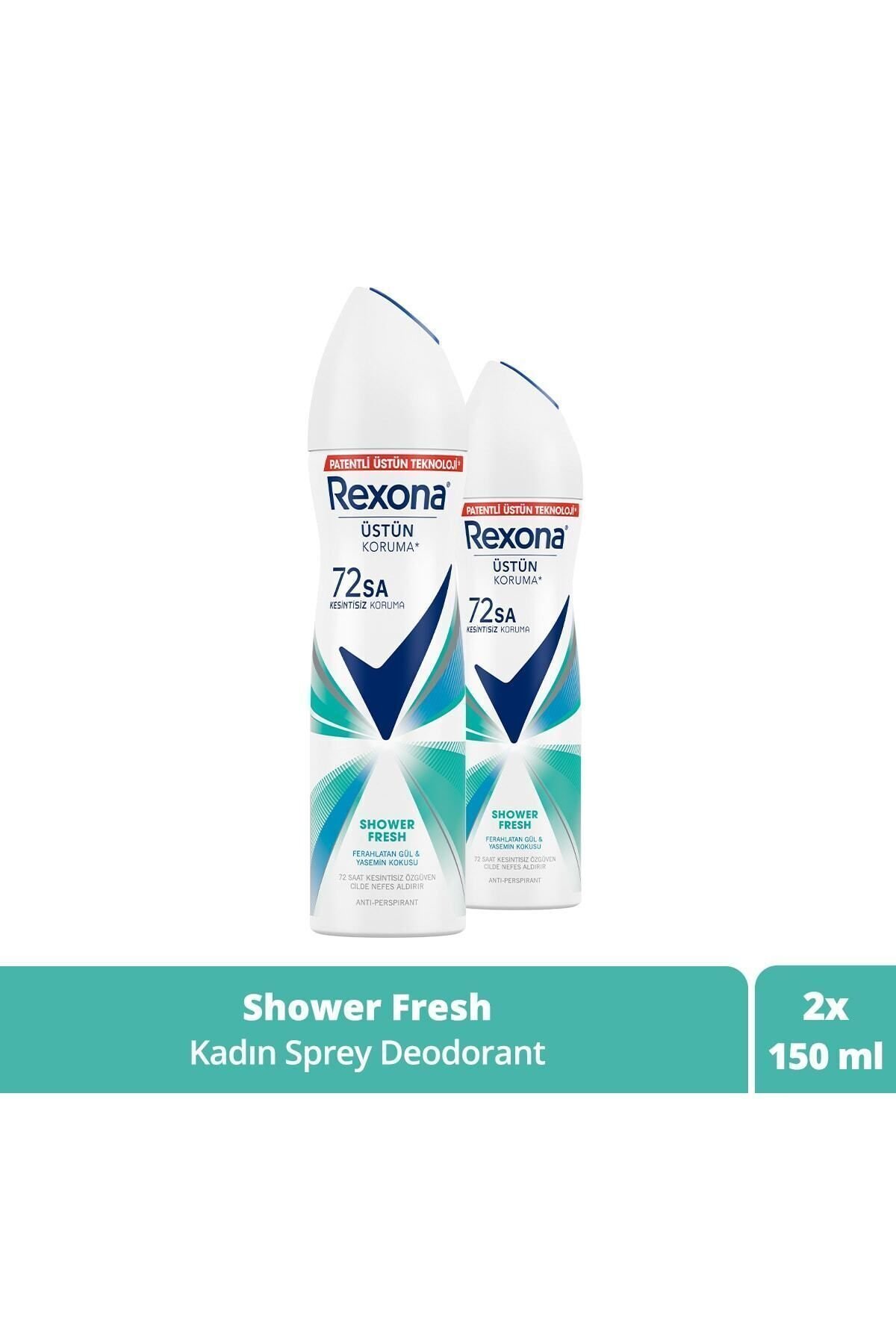Rexona Kadın Sprey Deodorant Shower Fresh 72 Saat Kesintisiz Üstün Koruma 150 ml X2