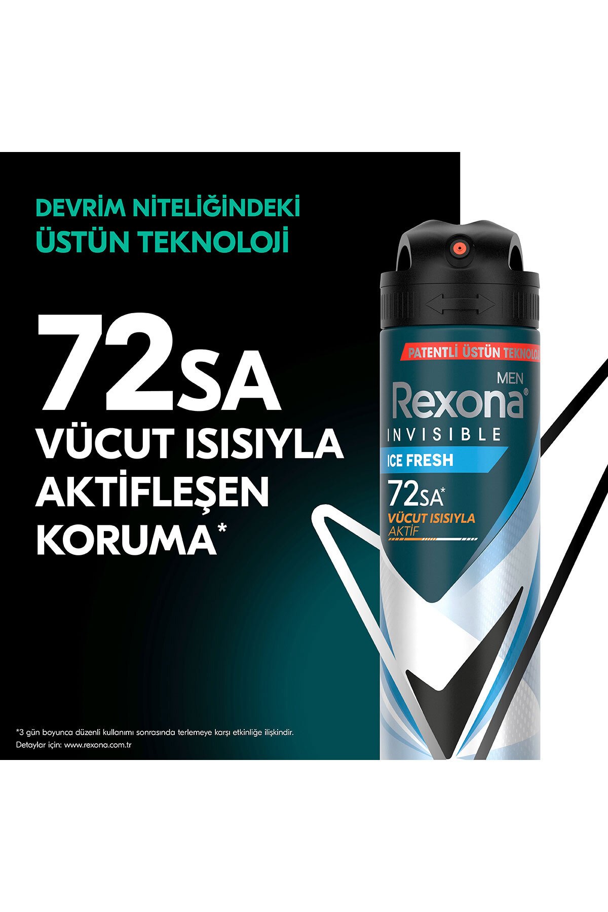 Rexona Men Erkek Sprey Deodorant Invisible Ocean Deep 72 Saat Kesintisiz Üstün Koruma 150 ml X3