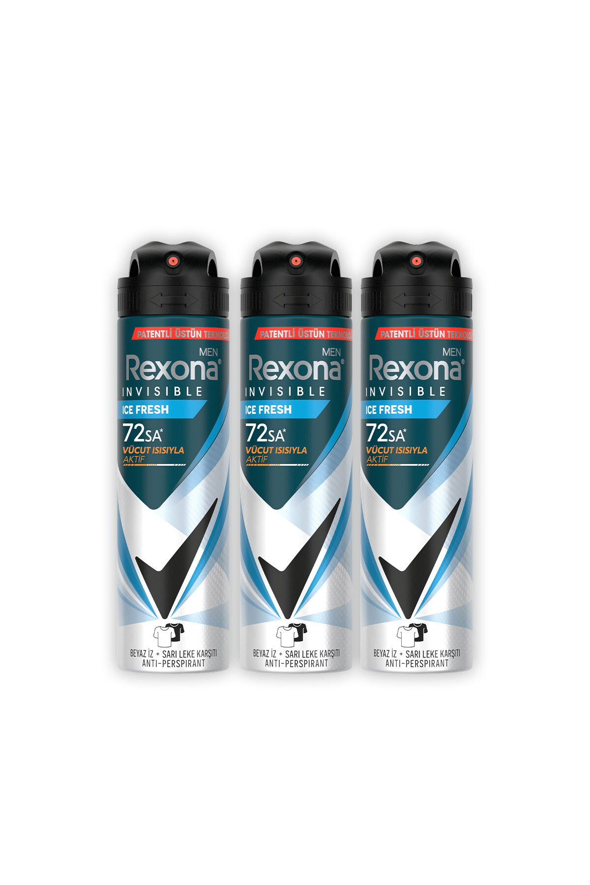 Rexona Men Erkek Sprey Deodorant Invisible Ocean Deep 72 Saat Kesintisiz Üstün Koruma 150 ml X3