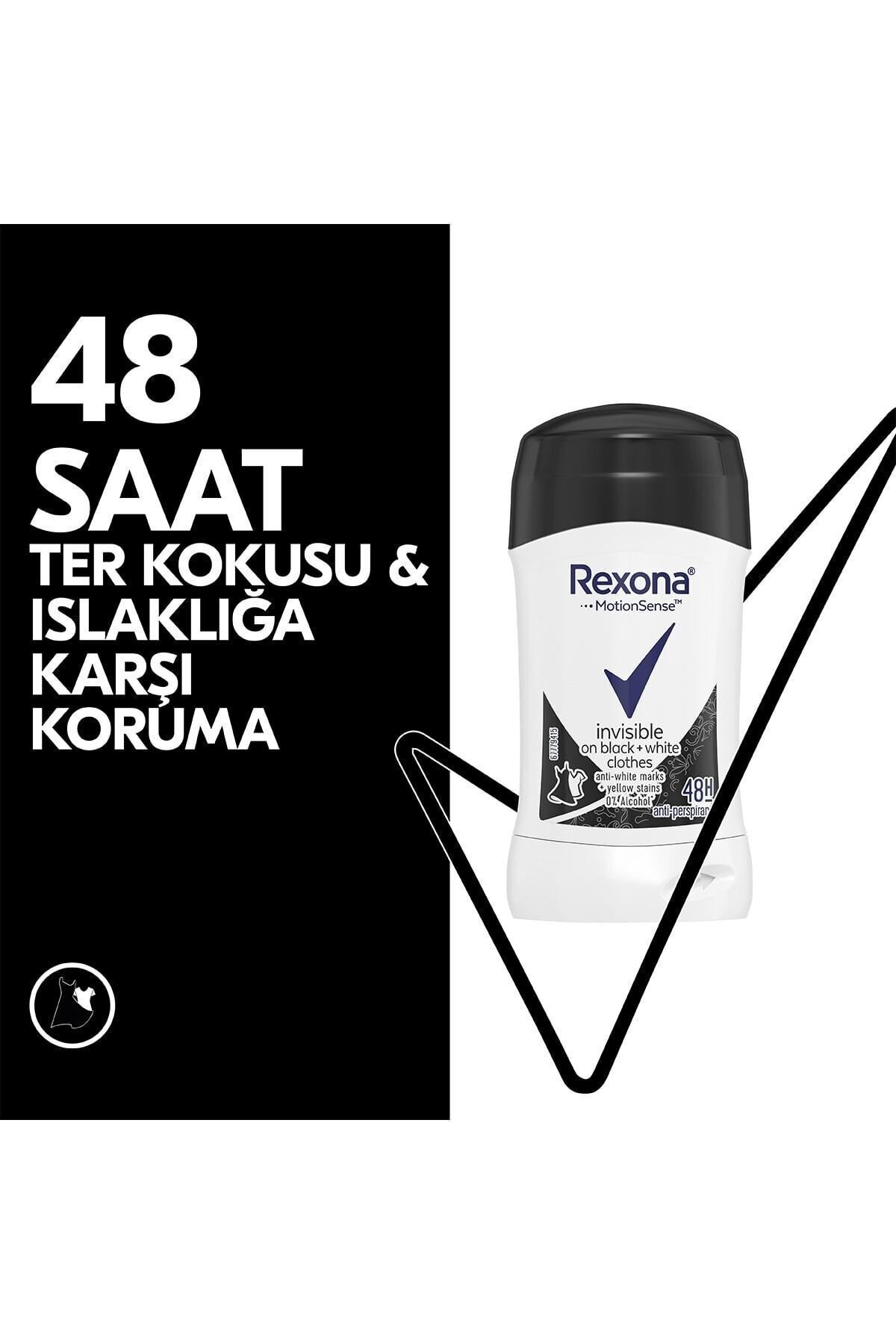 Rexona Motion Sense Kadın Stick Deodorant Invisible On Black + White Clothes 40 g X 2 Adet