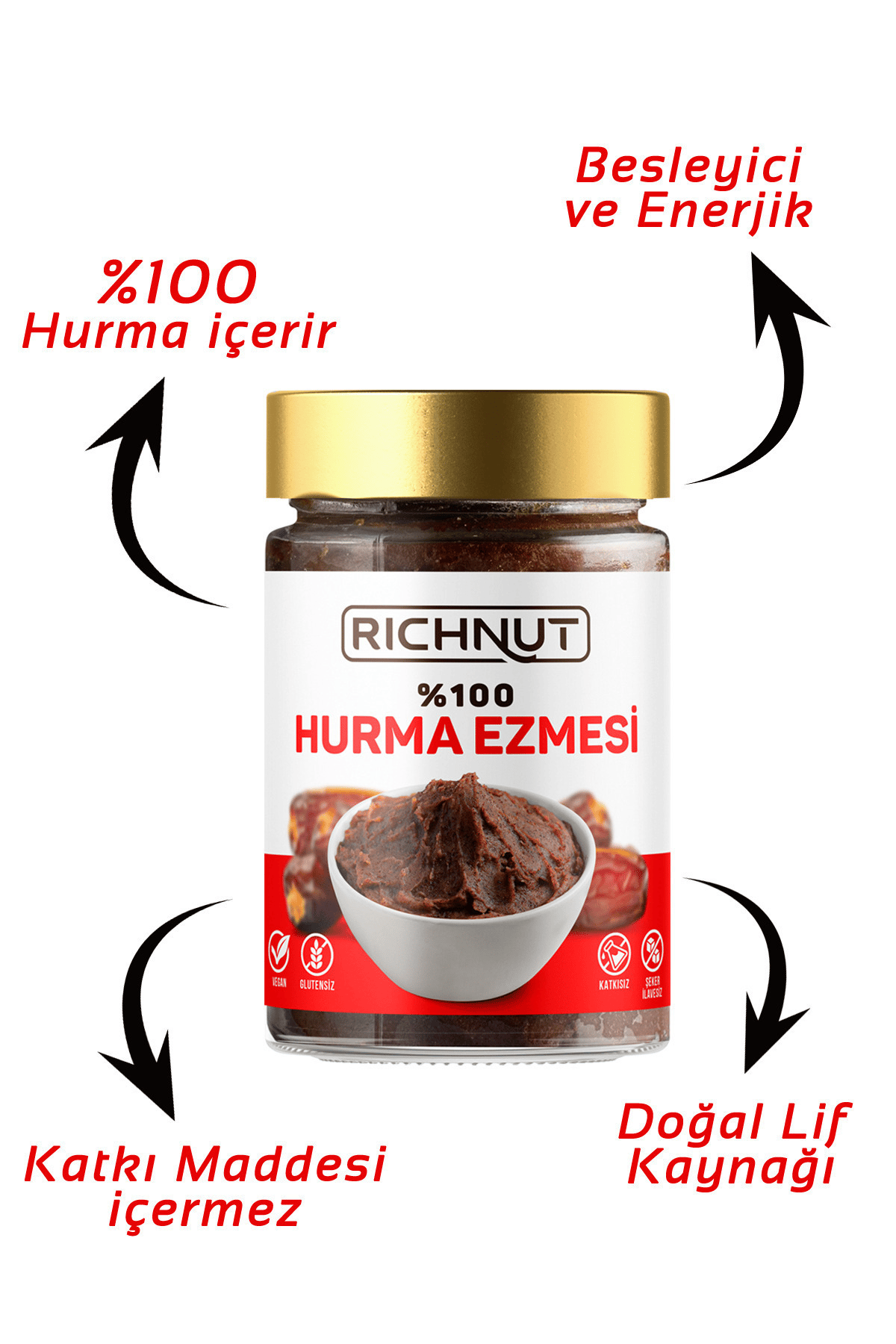RİCHNUT %100 Doğal Hurma Ezmesi 400 gr (KATKISIZ HURMA PÜRESİ)