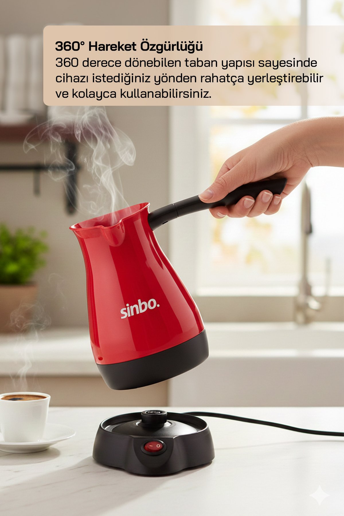 Sinbo SCM 2948 Kablosuz Elektrikli Cezve Kırmızı