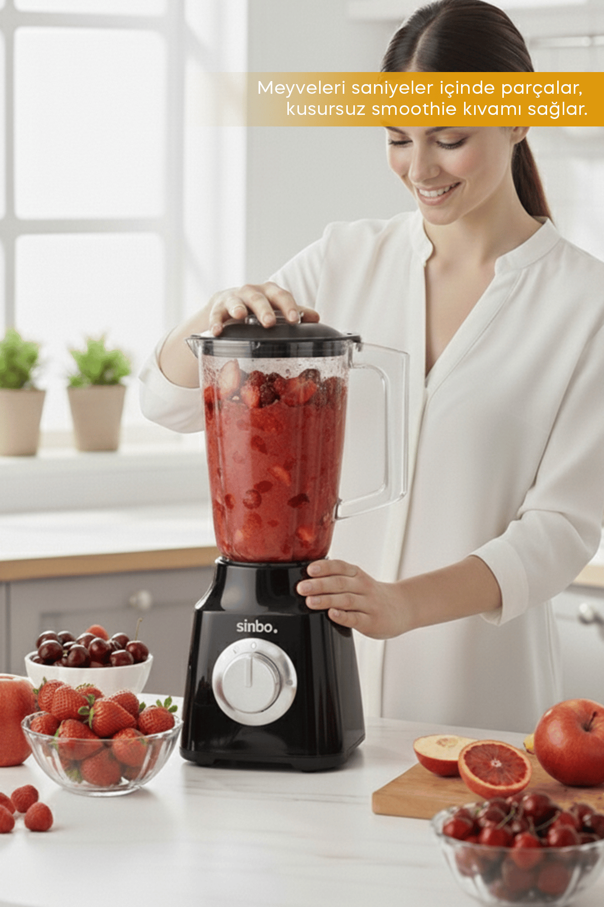 Sinbo SHB-7517 Turbo Blender Siyah – 350W, 1.5L Hazne, Smoothie & Pulse Fonksiyonlu
