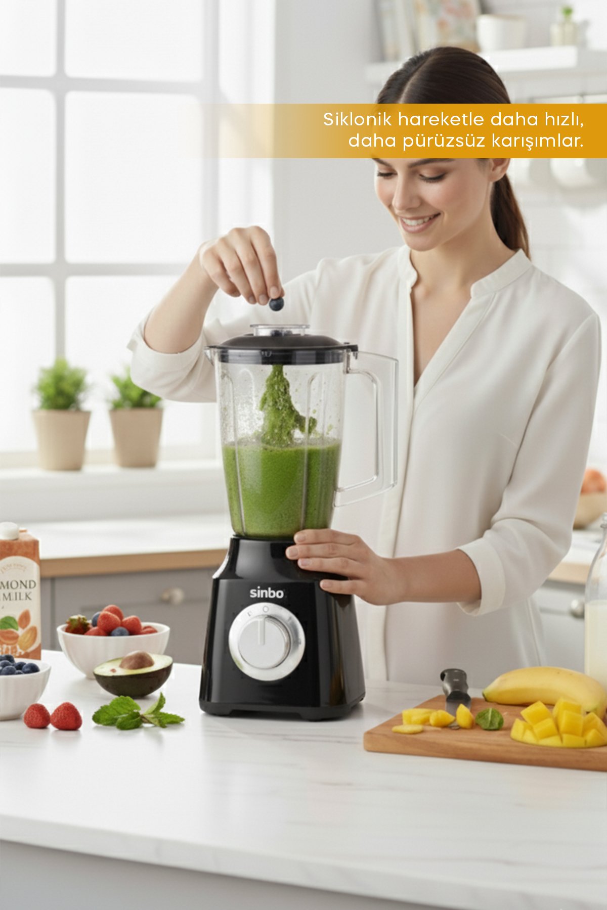 Sinbo SHB-7517 Turbo Blender Siyah – 350W, 1.5L Hazne, Smoothie & Pulse Fonksiyonlu