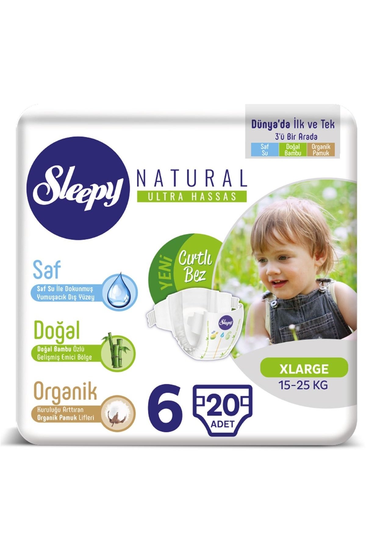 Sleepy Natural Bebek Bezi Jumbo 6 Beden 15-25 Kg 20 Adet