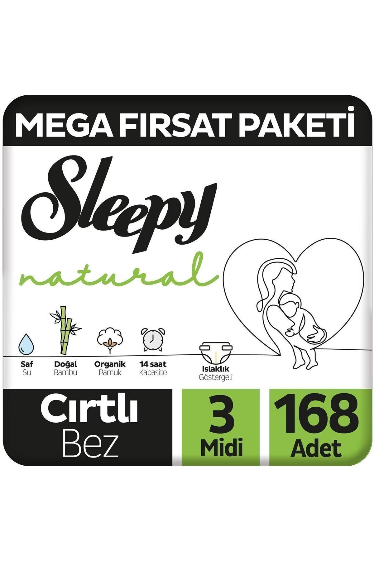 Sleepy Natural Mega Fırsat Paketi Bebek Bezi 3 Numara Midi 42'li x 4 adet 