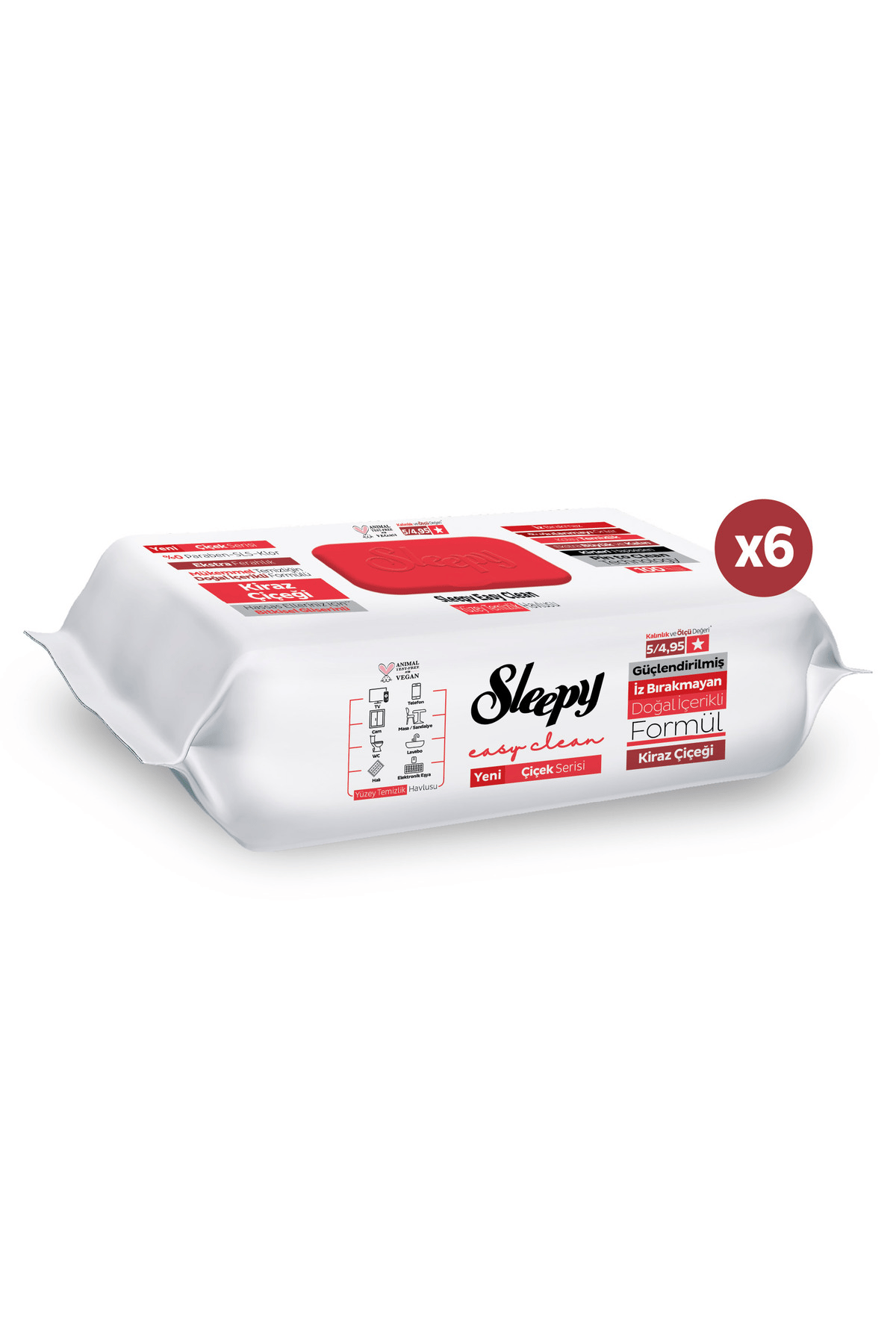 Sleepy Yüzey Temizlik Havlusu Kiraz Çiçeği 100'lü x6 Adet