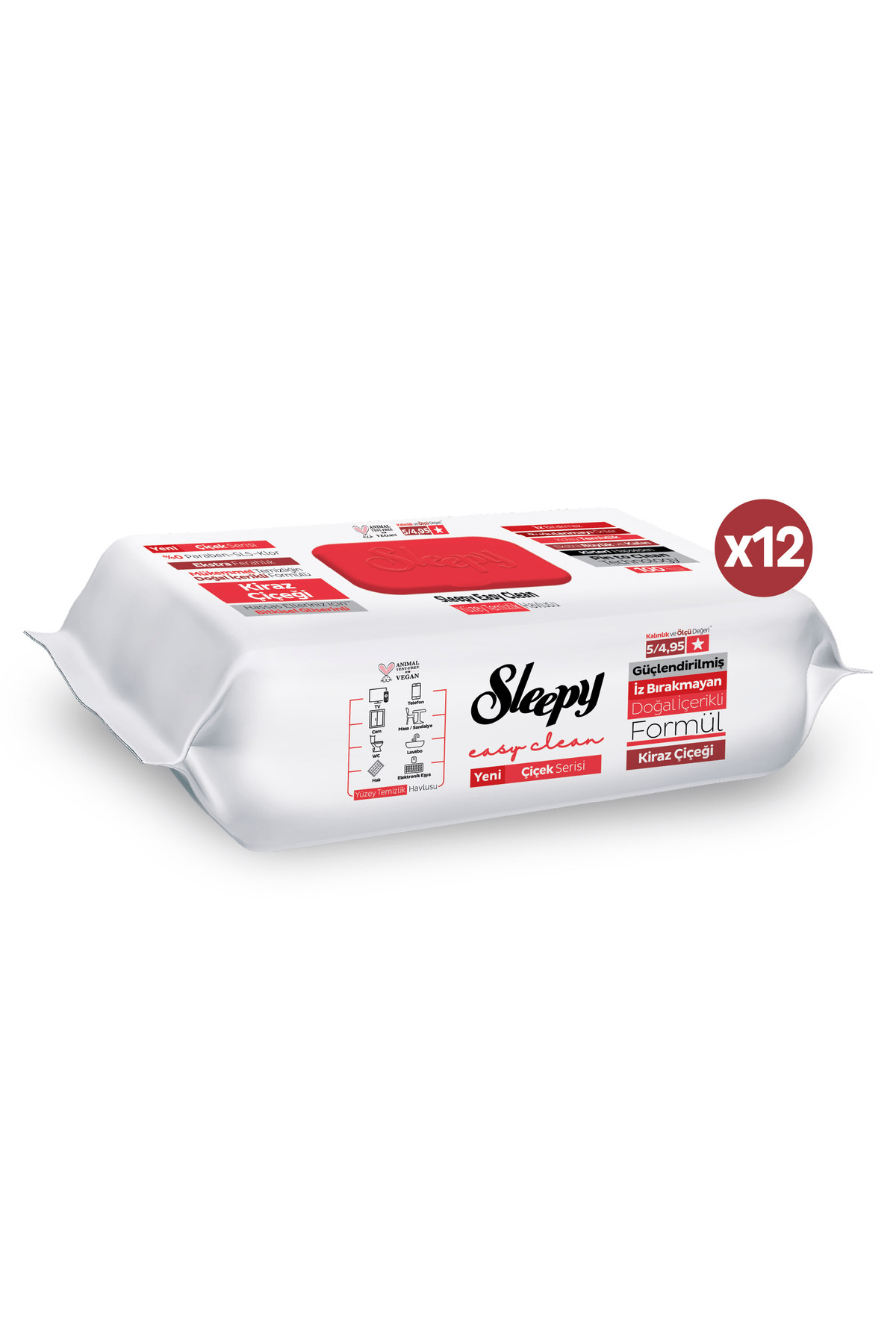 Sleepy Yüzey Temizlik Havlusu Kiraz Çiçeği 100'lü x12 Adet