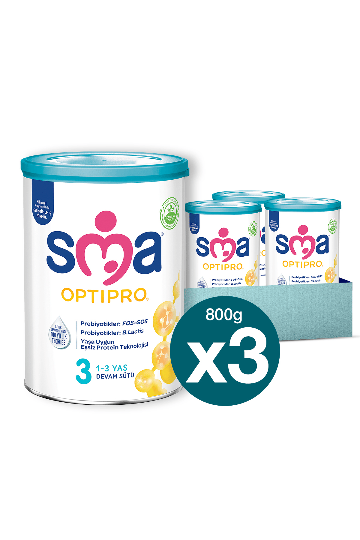 Sma 2 Optipro Probiyotik Devam Sütü 800 gr X 3 Adet
