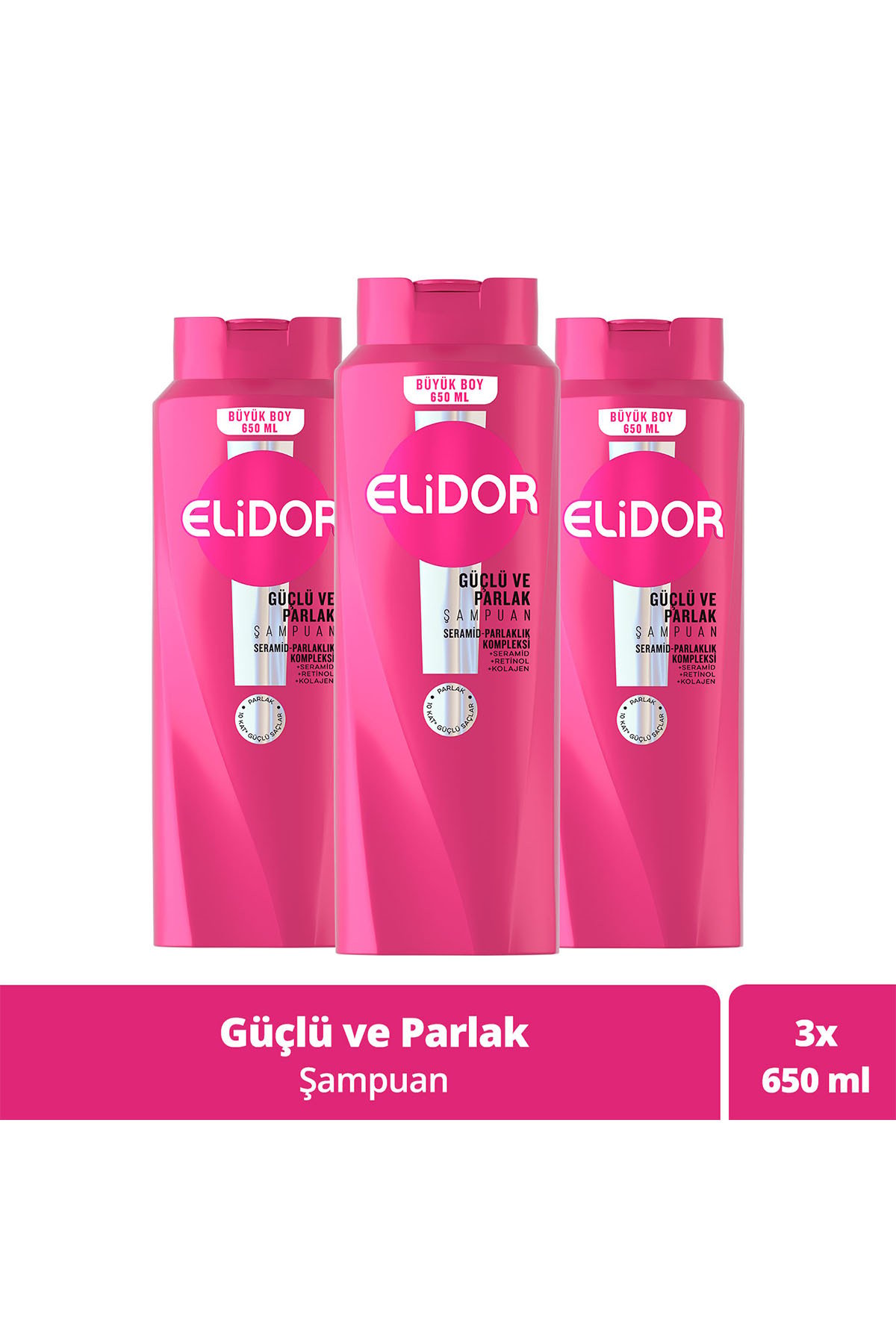 Superblend Saç Bakım Şampuanı Güçlü Ve Parlak E Vitamini Makademya Yağı Kolajen 650 ml X3