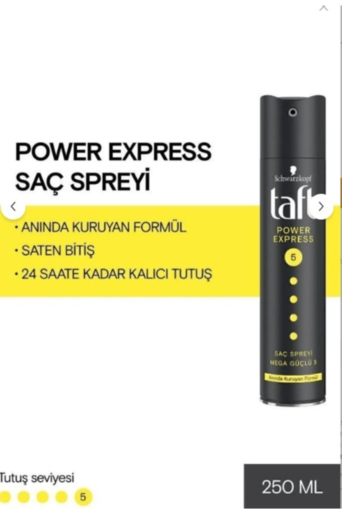 Taft Power Express Caffeine Saç Spreyi 250ml - Güçlü Etki